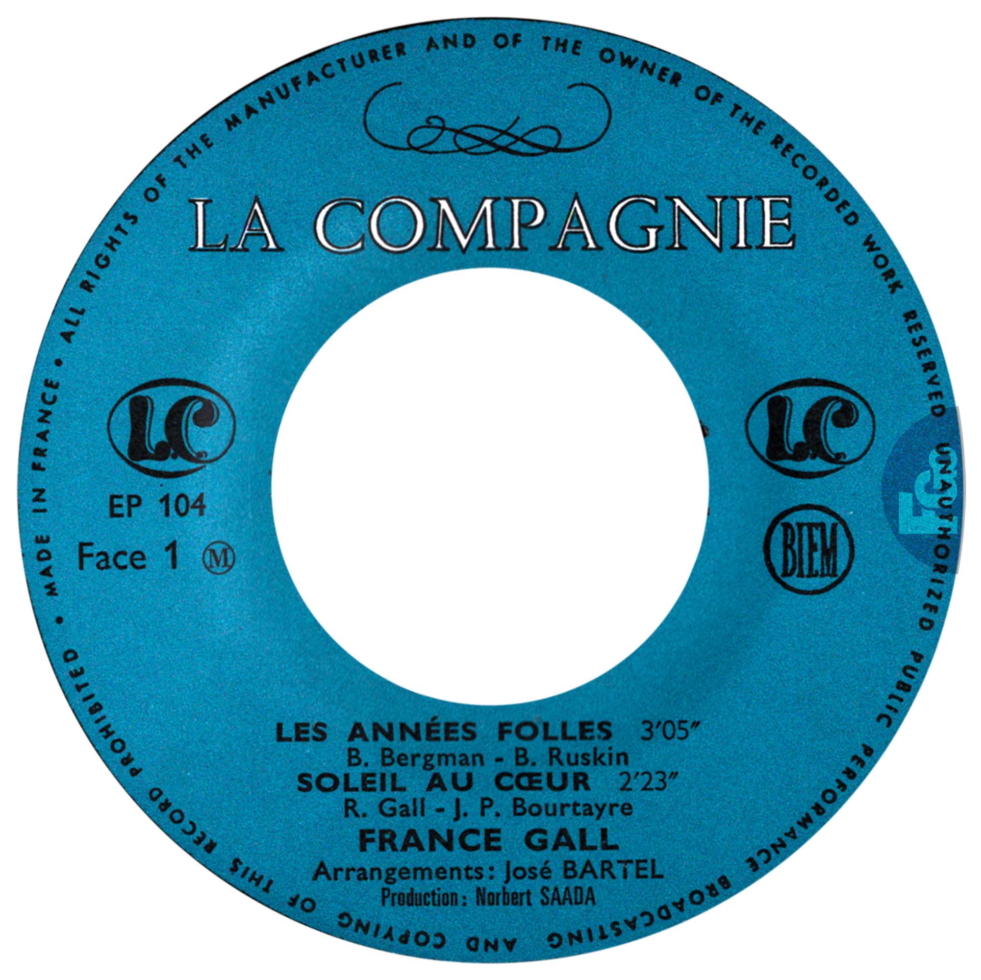 EP Les années folles France Gall La Compagnie EP 104 1969 rondelle bleue