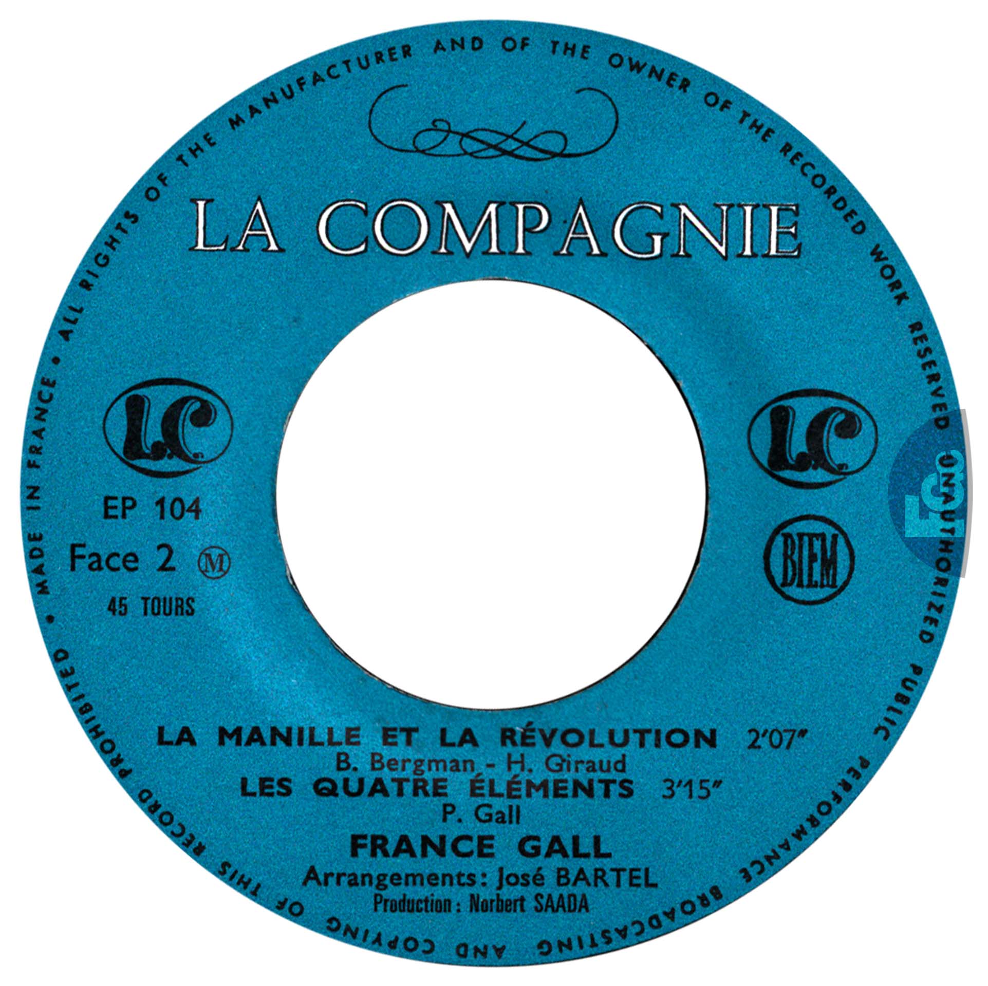 EP Les années folles France Gall La Compagnie EP 104 1969 rondelle bleue