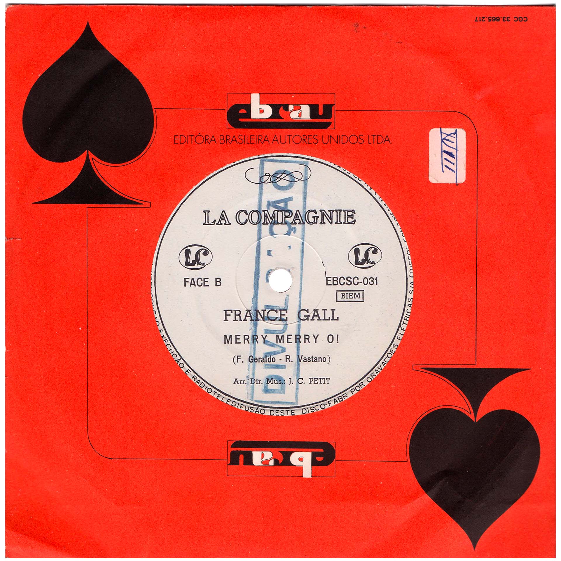 45 tours Zozoï France Gall La Compagnie EBCSC-031 Brésil 1970 pochette EBRAU