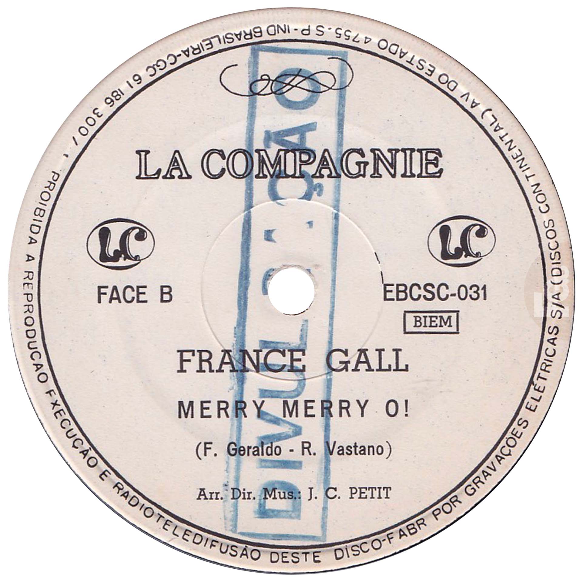45 tours Zozoï France Gall La Compagnie EBCSC-031 Brésil 1970 pochette EBRAU