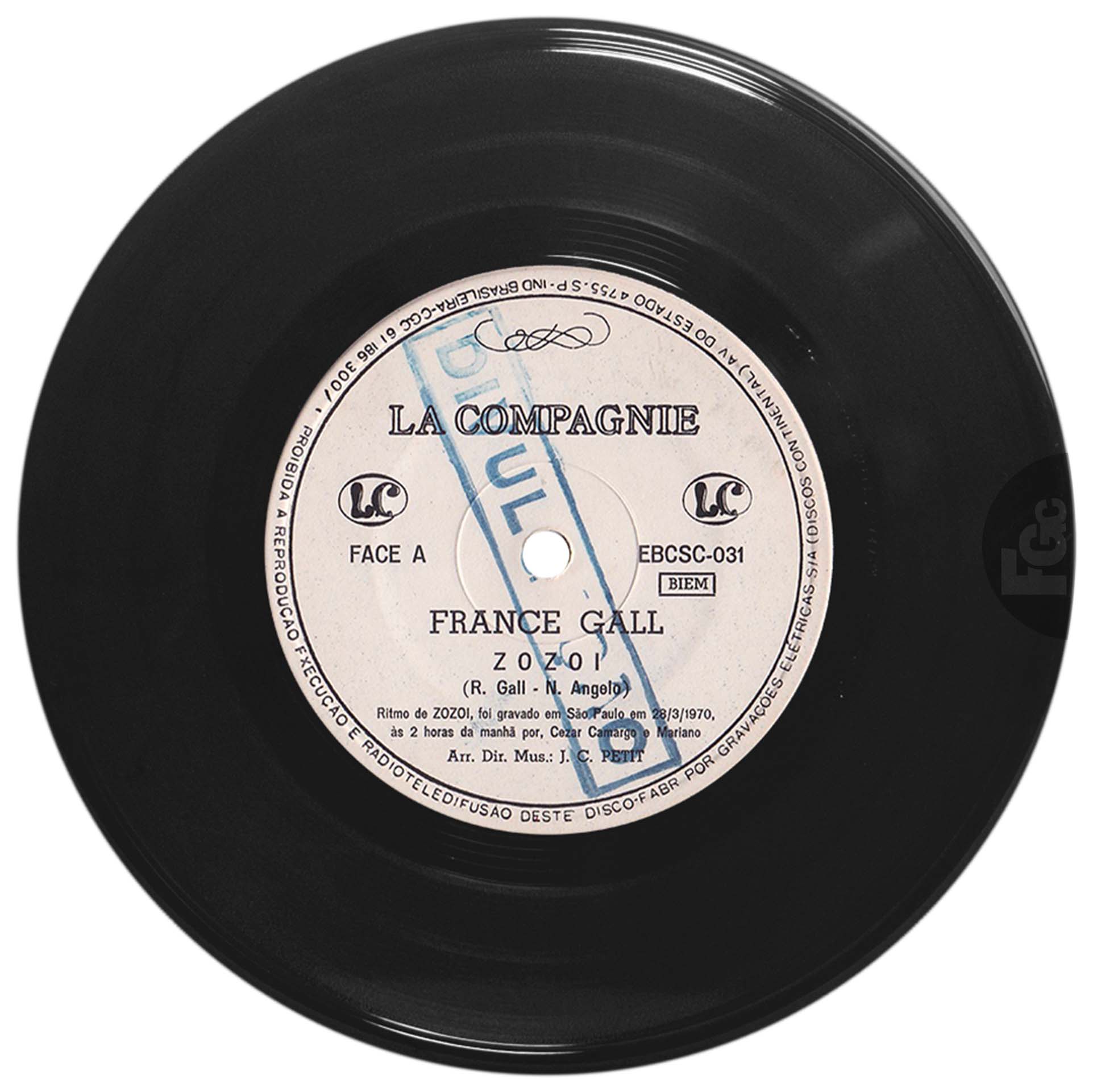 45 tours Zozoï France Gall La Compagnie EBCSC-031 Brésil 1970 pochette EBRAU