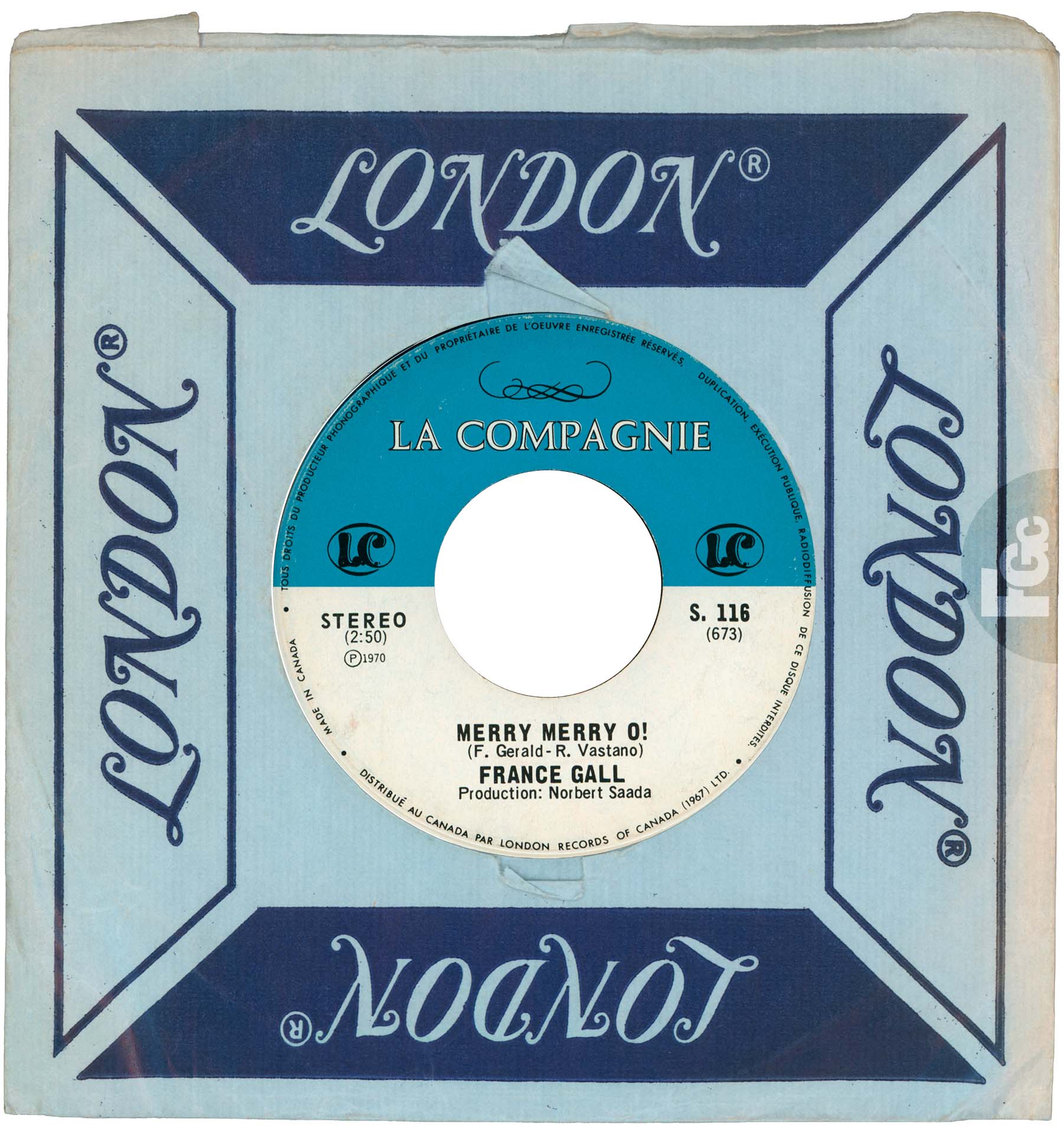 45 tours Zozoï France Gall La Compagnie S. 116 Canada 1970 pochette London