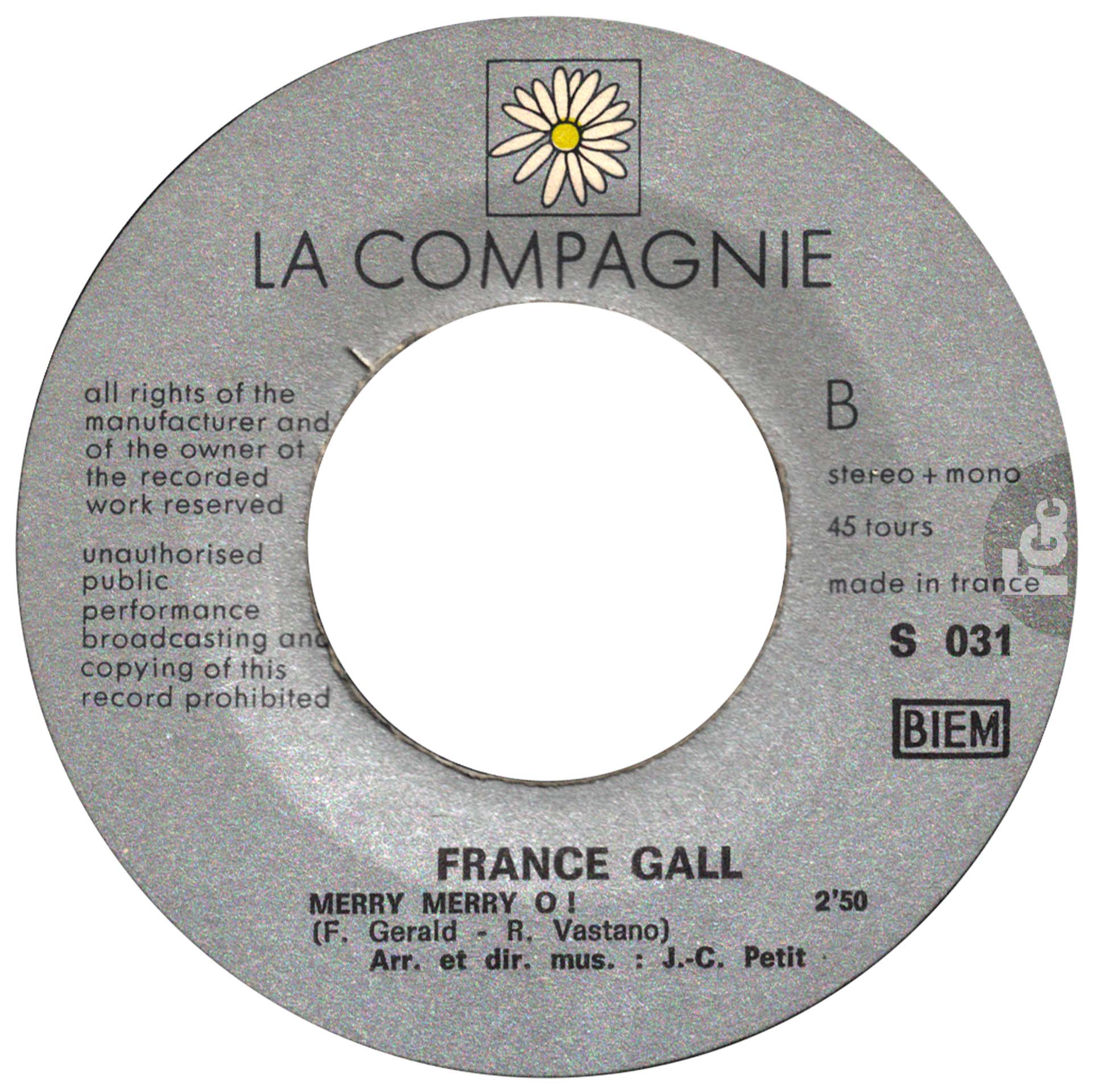 45 tours Zozoï France Gall La Compagnie S 031 France 1970