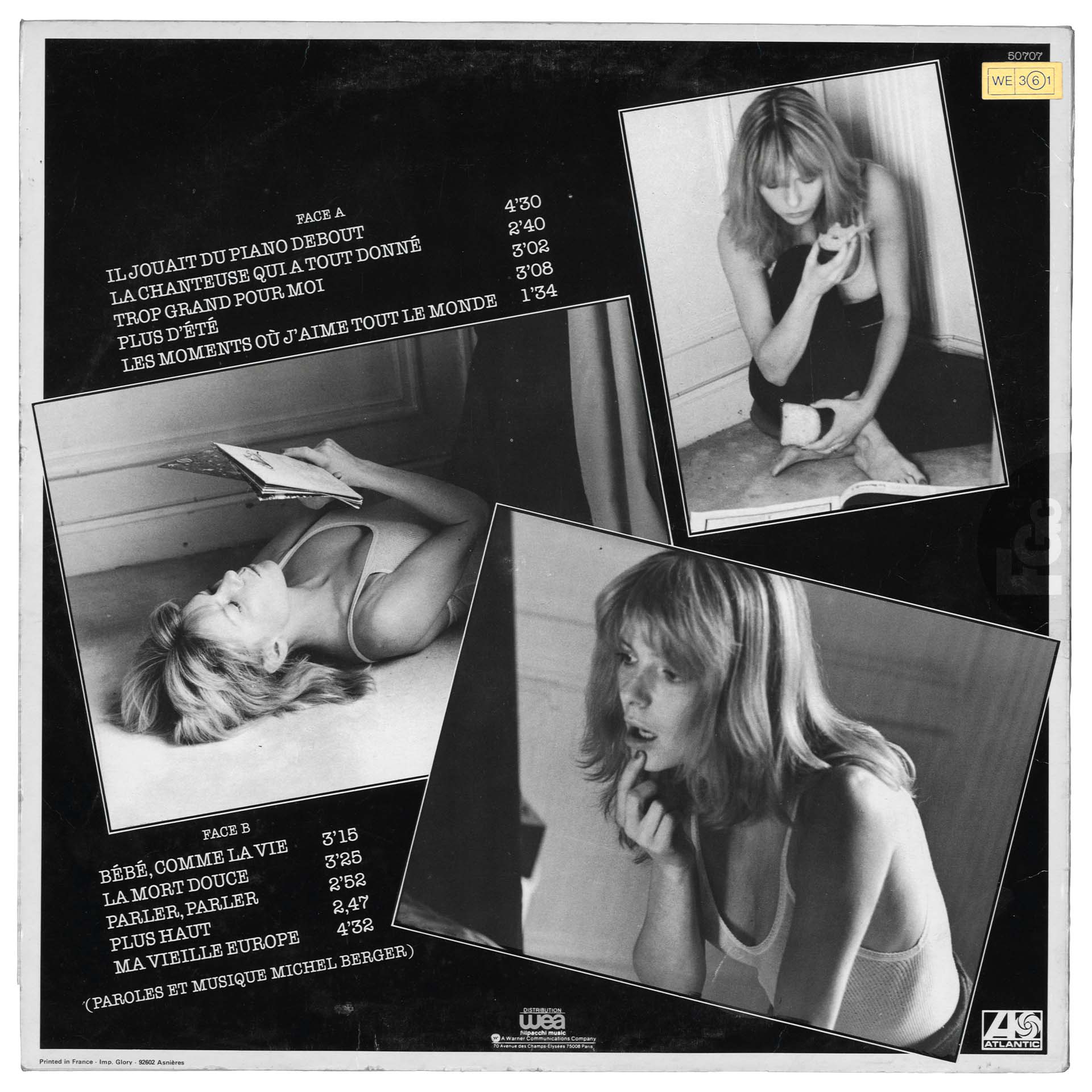 33 tours Paris France de France Gall Atlantic ATL 50707 second pressage France Allemagne