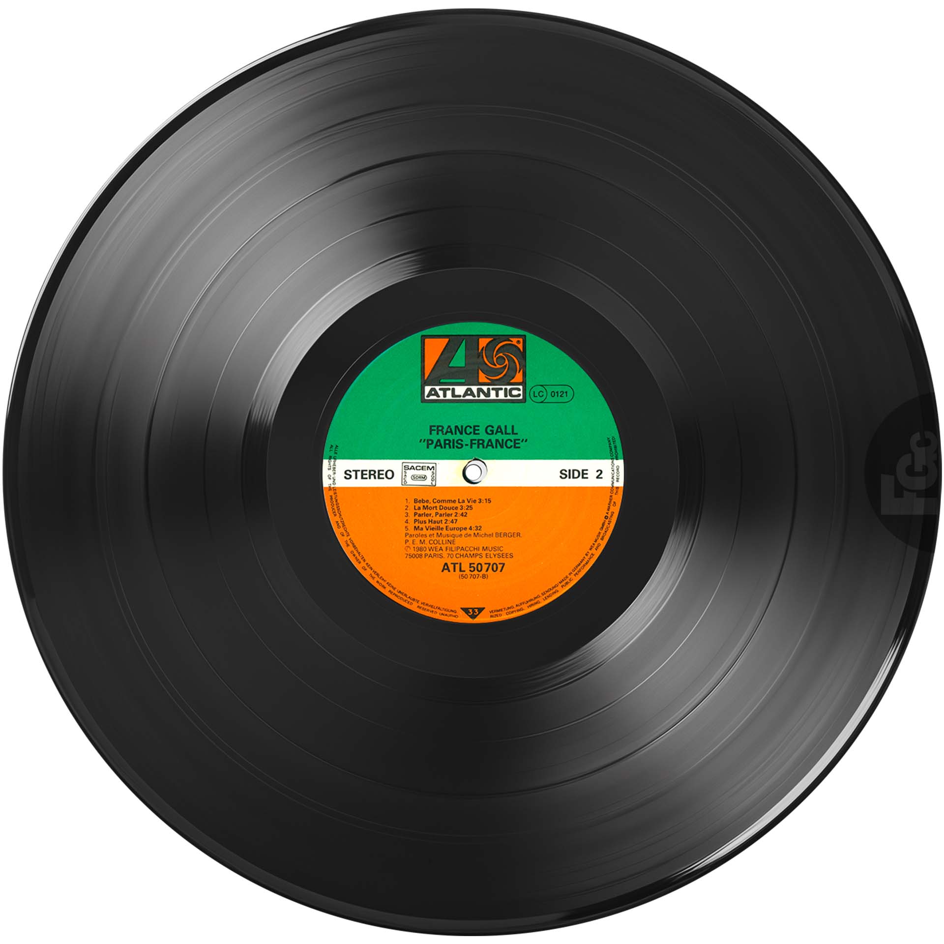 33 tours Paris France de France Gall Atlantic ATL 50707 second pressage France Allemagne