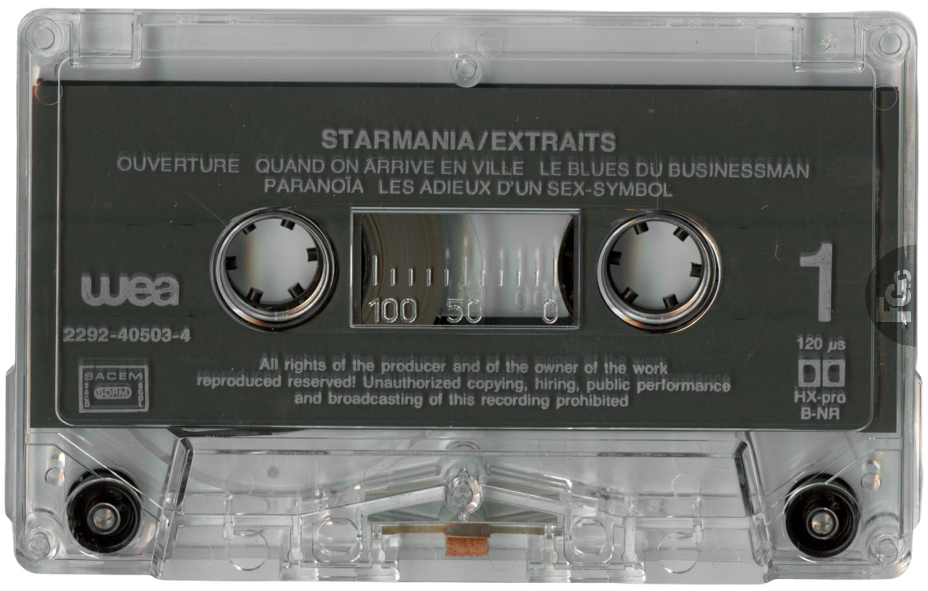Cassette Starmania pochette rouge France WEA 2292-40503-4 1984