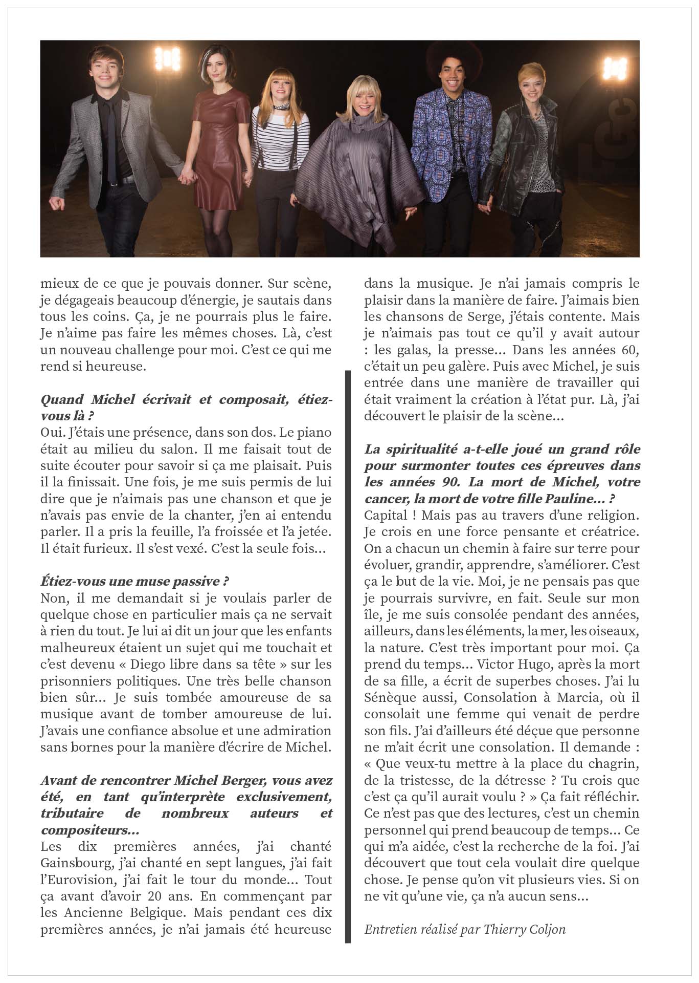 Interview France Gall Le Soir 2015, Royal Monceau, Thierry Coljon