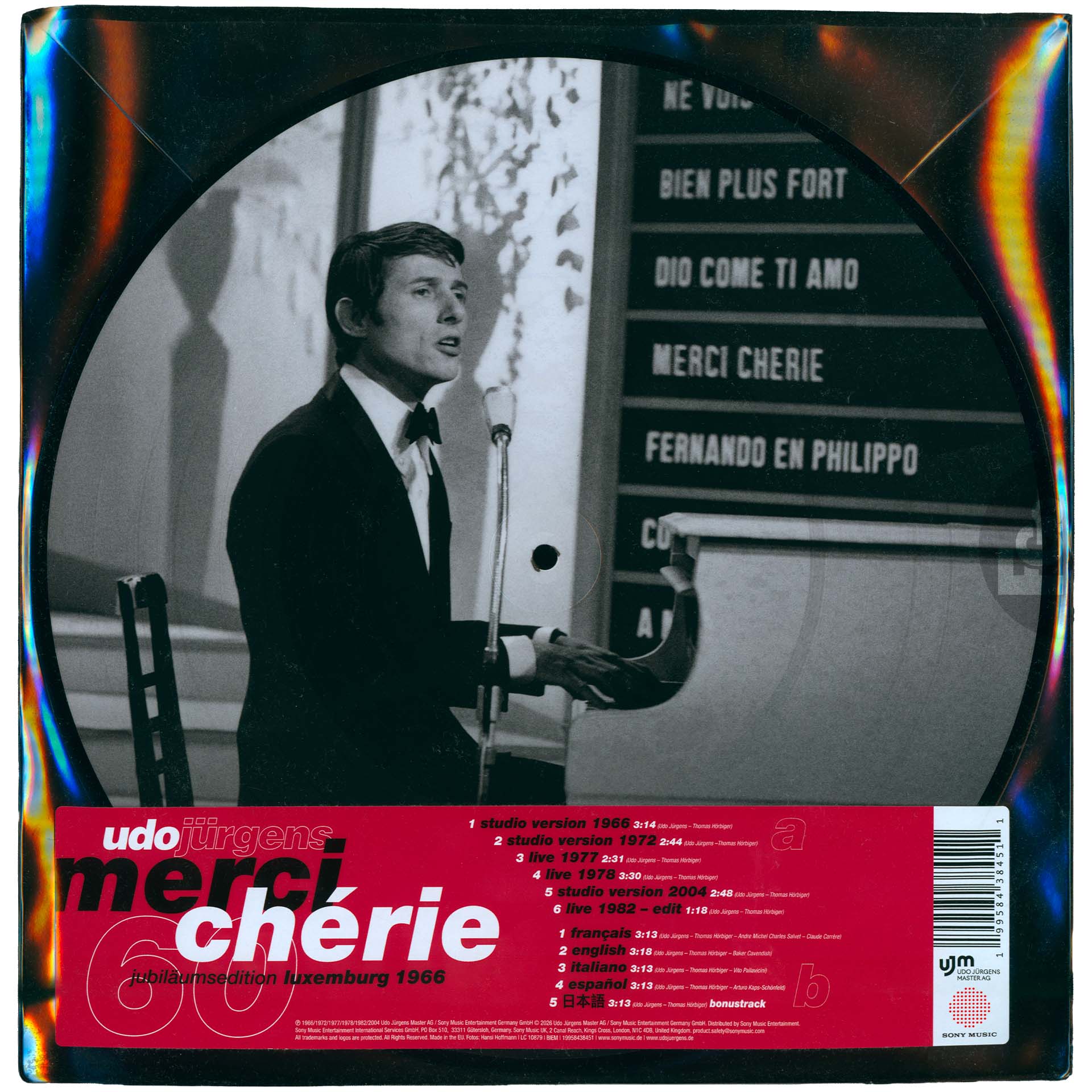 Picture disc Merci Chérie Udo Jürgens Sony 199584384511 2026 photo France Gall Eurovision 1966