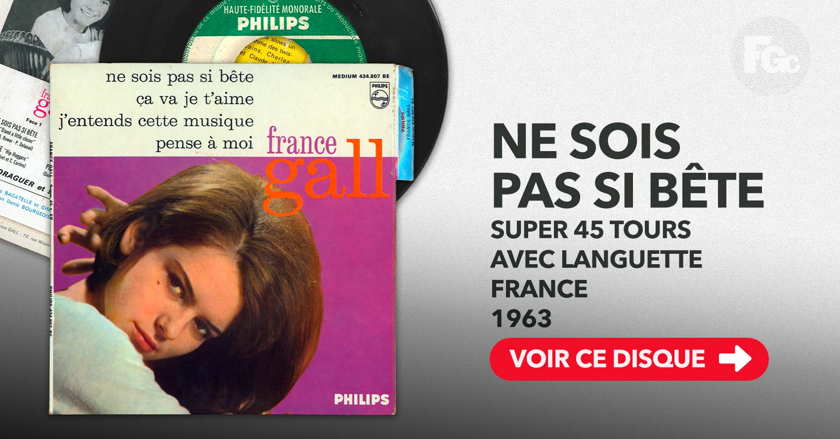 EP Ne sois pas si bête France Gall Philips 1963 languette