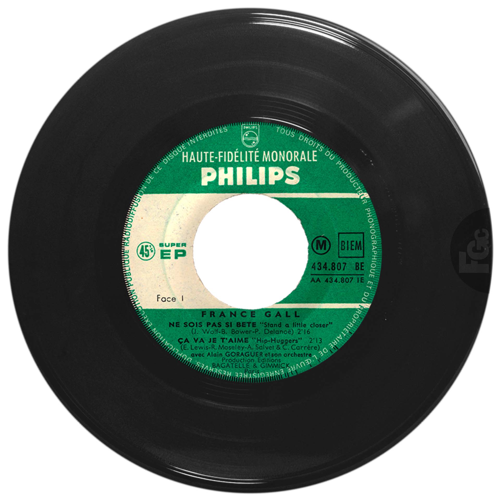EP Ne sois pas si bête France Gall Philips 1963 languette