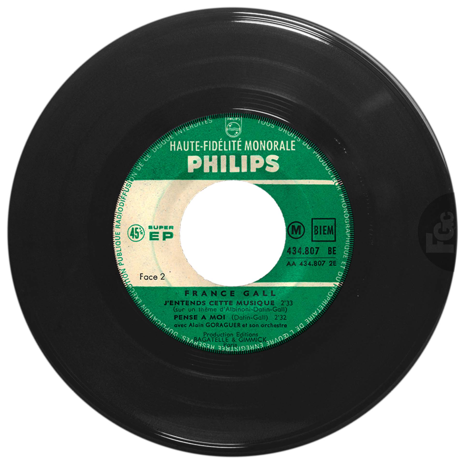 EP Ne sois pas si bête France Gall Philips 1963 languette