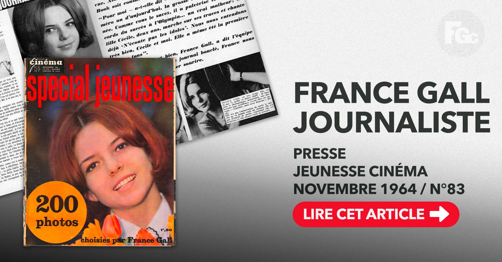 Article Jeunesse Cinéma novembre 1964, France Gall journaliste autoportrait