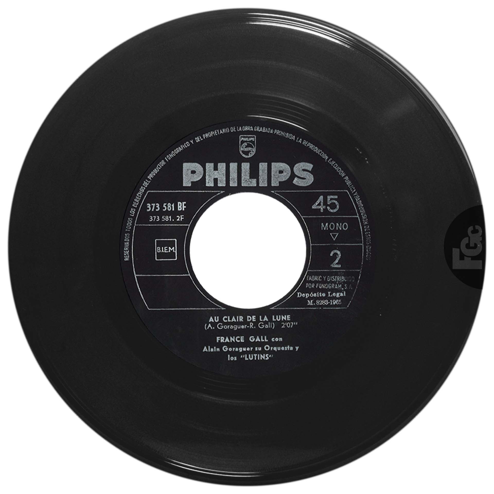 45 tours Sacré Charlemagne France Gall Philips 373 581 BF Espagne Fonogram
