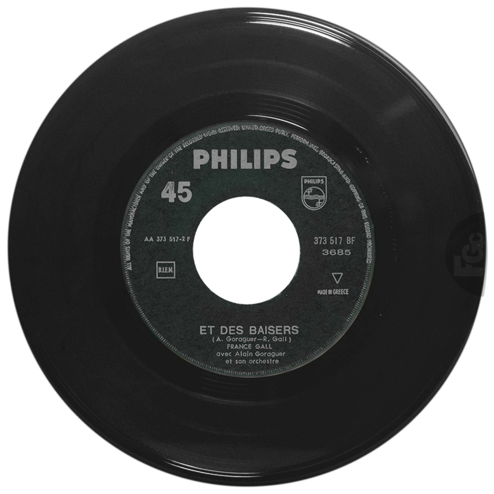 45 tours Attends ou va-t'en France Gall Philips 373 517 BF Grèce pochette générique