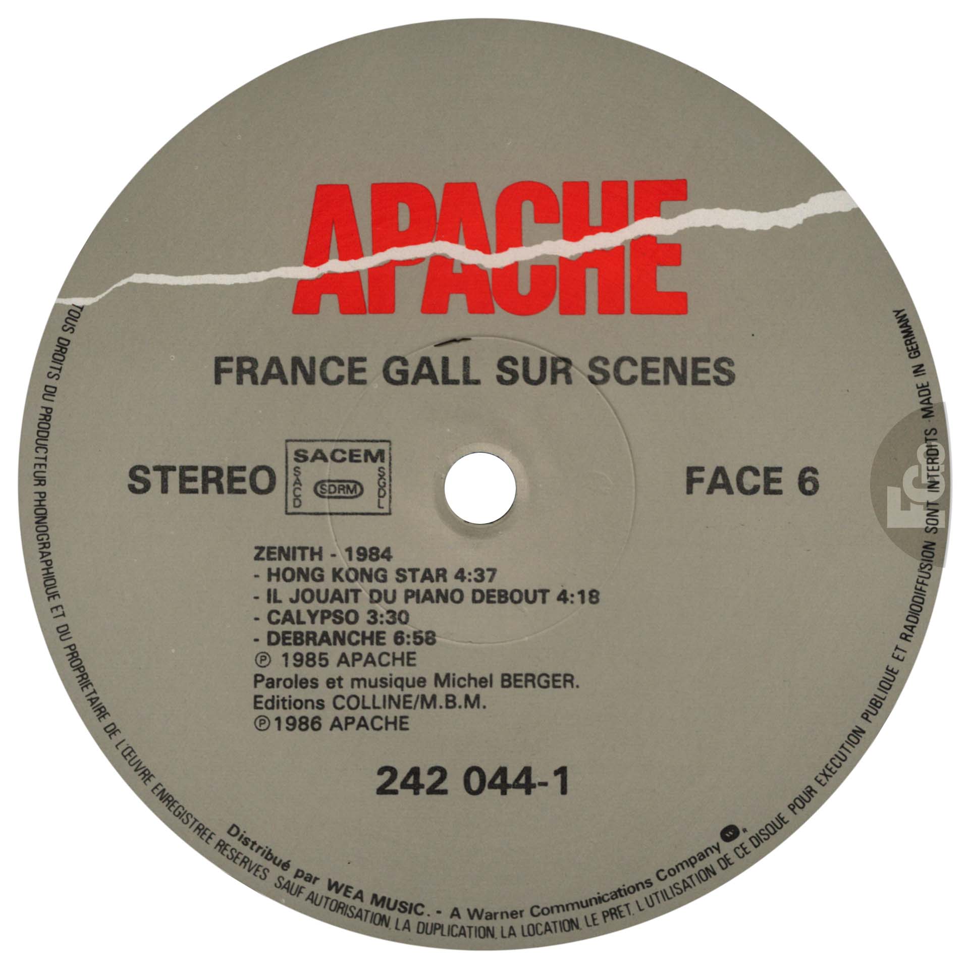 Triple vinyle France Gall sur scènes Apache 242 044 1 1986 compilation live
