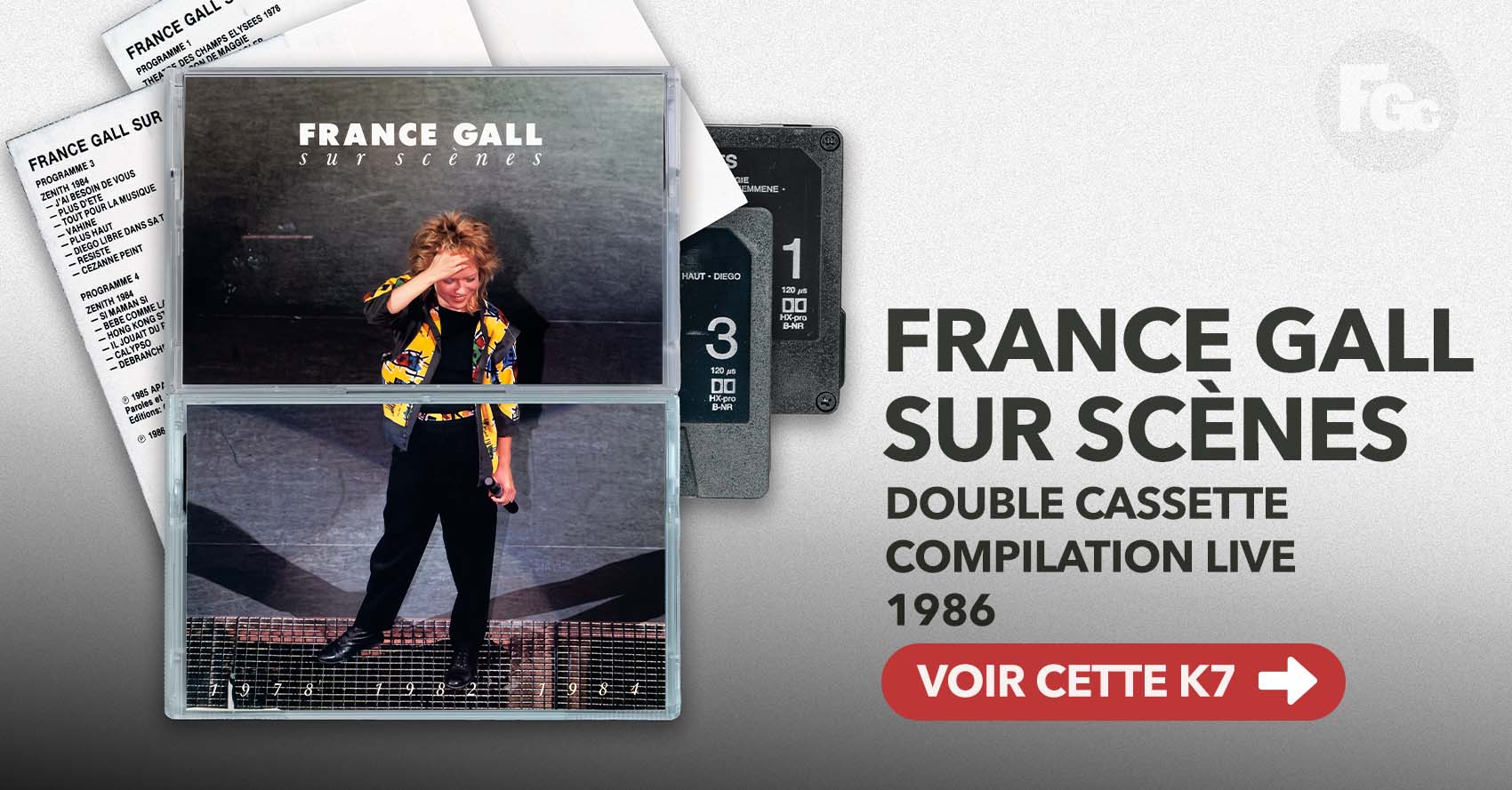 Double cassette France Gall sur scènes Apache 242 044 4 1986 compilation live