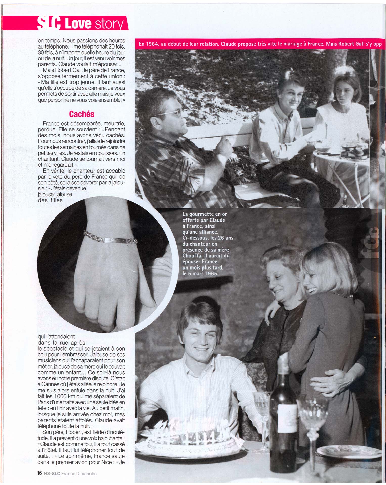 Article France Dimanche 2016, France Gall et Claude François, projet de mariage