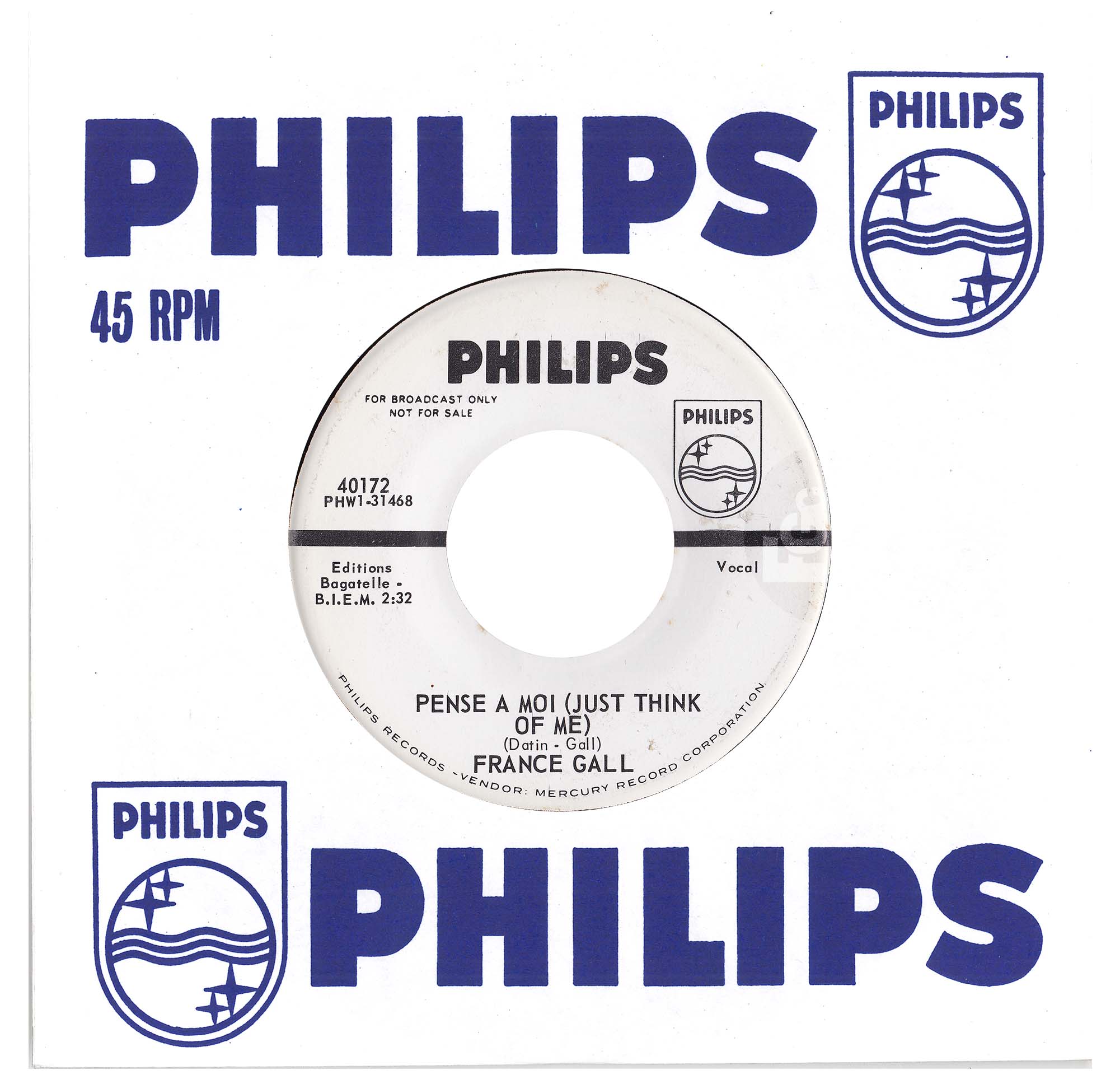45 tours promo Ne sois pas si bête France Gall Philips 40172 USA 1964