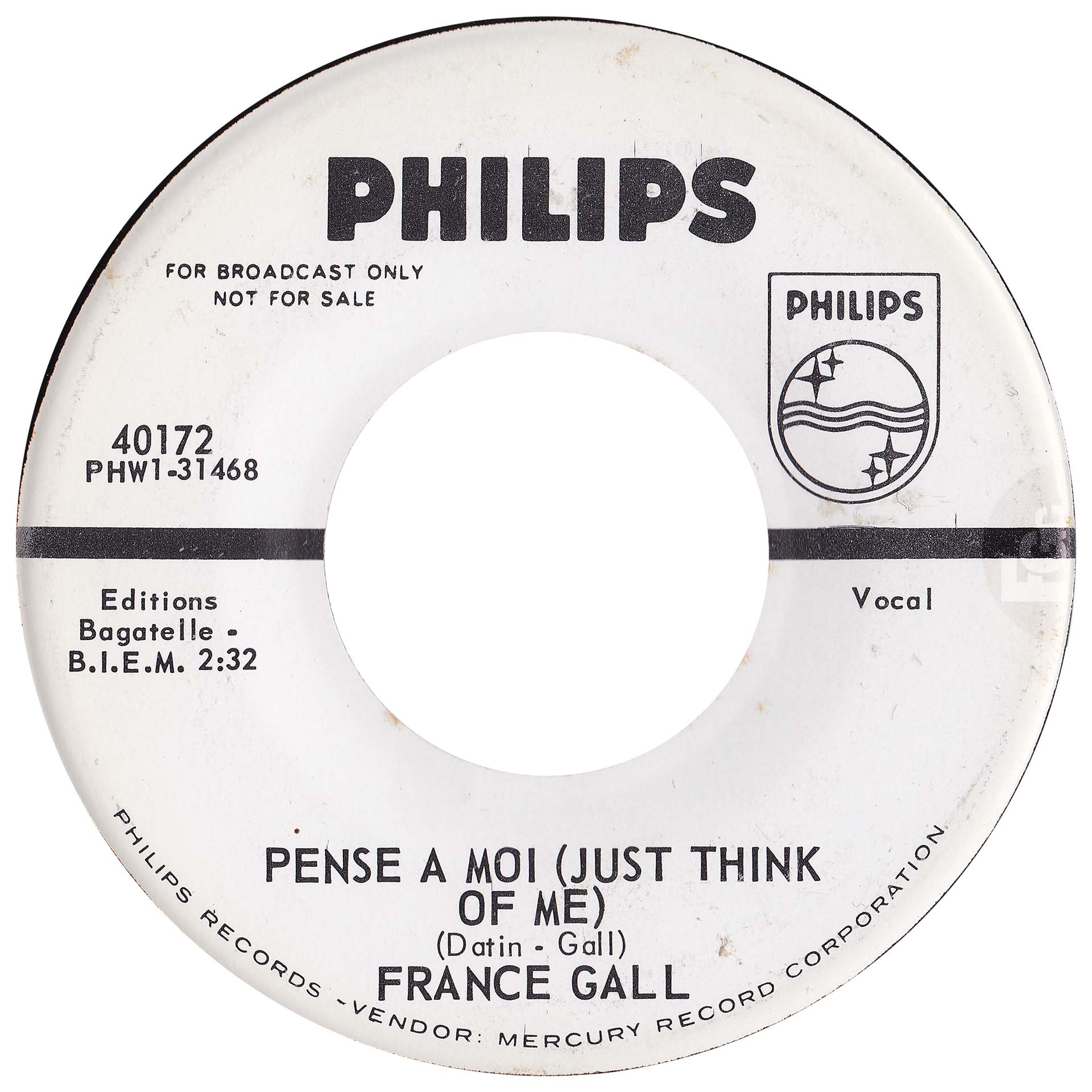 45 tours promo Ne sois pas si bête France Gall Philips 40172 USA 1964