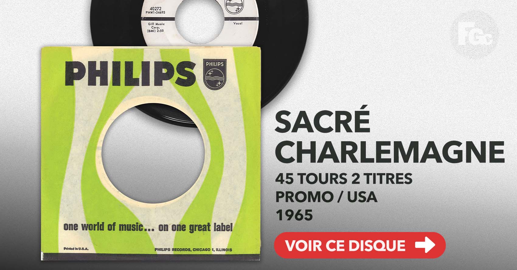 45 tours promo Sacré Charlemagne France Gall Philips 40272 USA 1965
