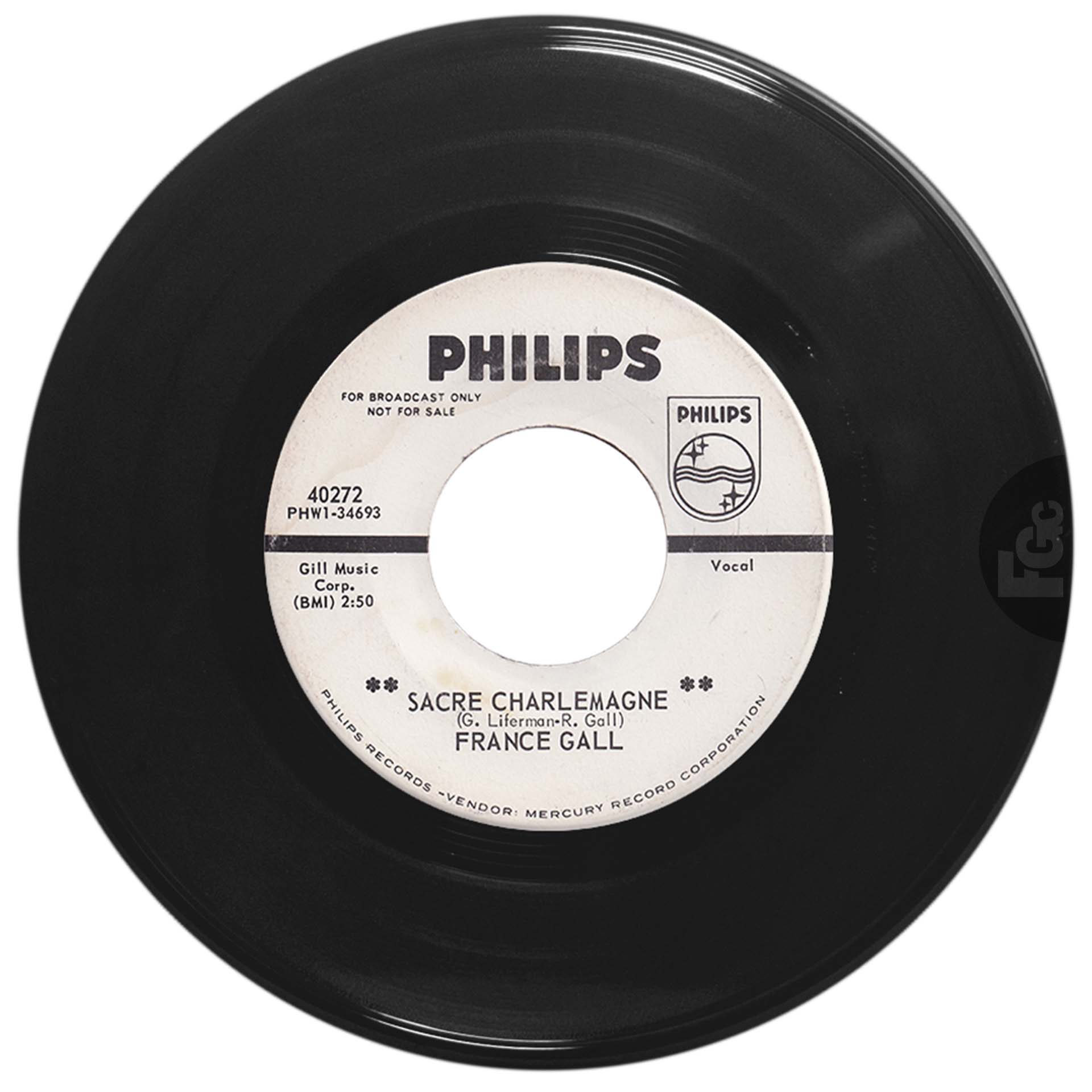45 tours promo Sacré Charlemagne France Gall Philips 40272 USA 1965