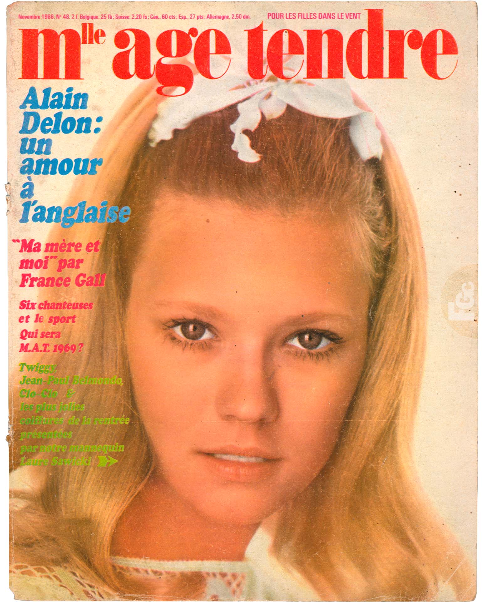 Article Mlle Âge tendre novembre 1968, France Gall ma mère et moi