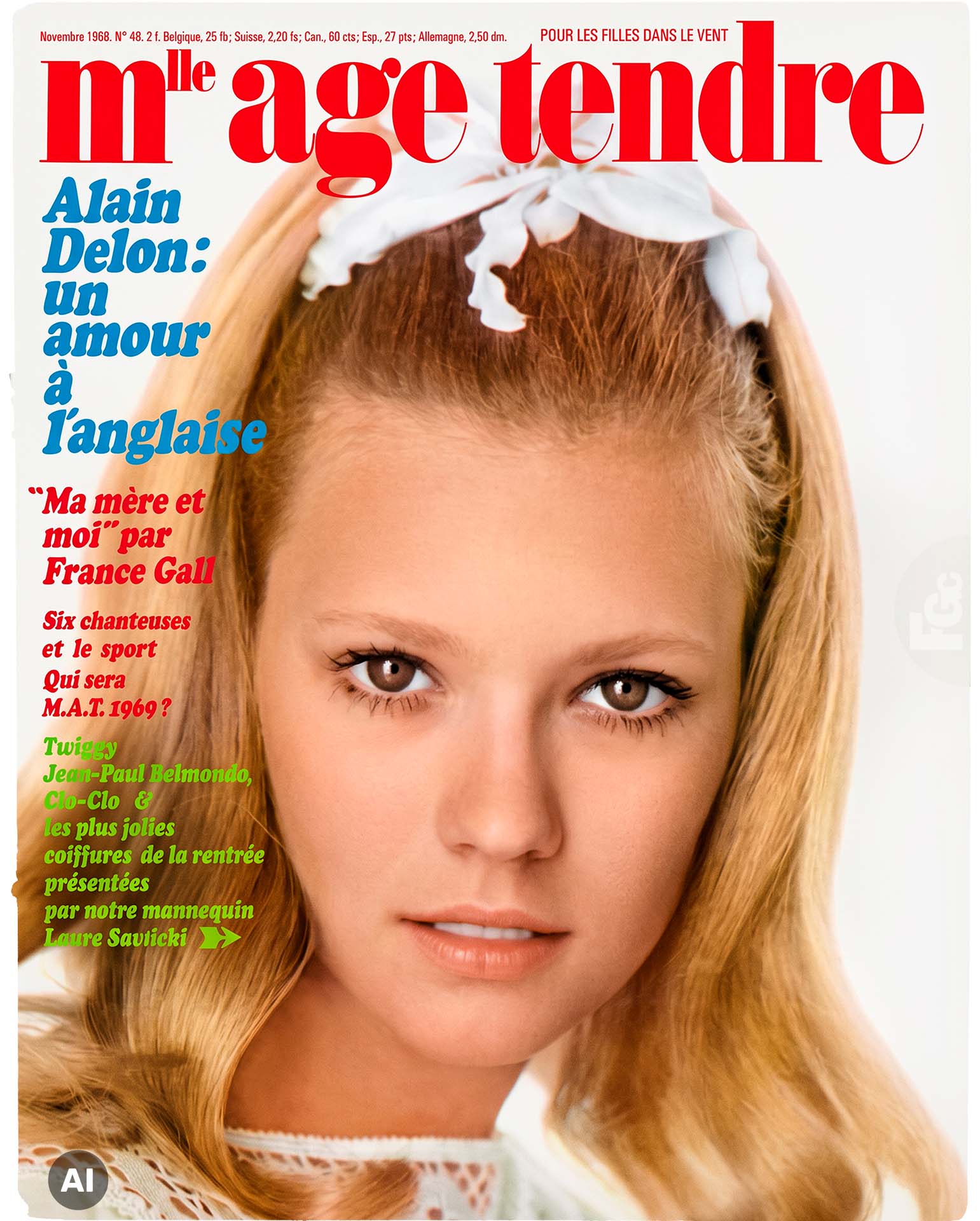 Article Mlle Âge tendre novembre 1968, France Gall ma mère et moi