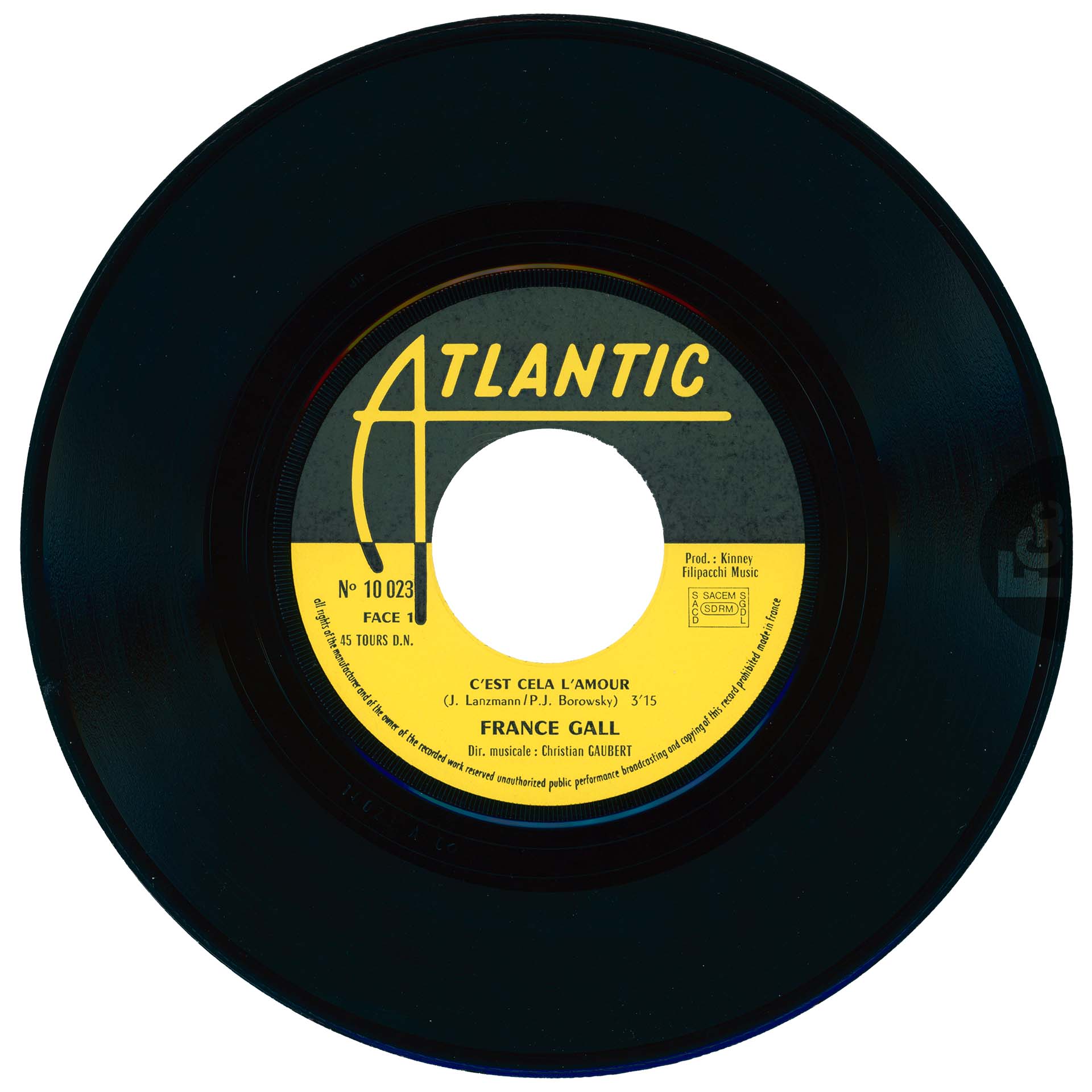 45 tours C'est cela l'amour France Gall Atlantic 1971 languette