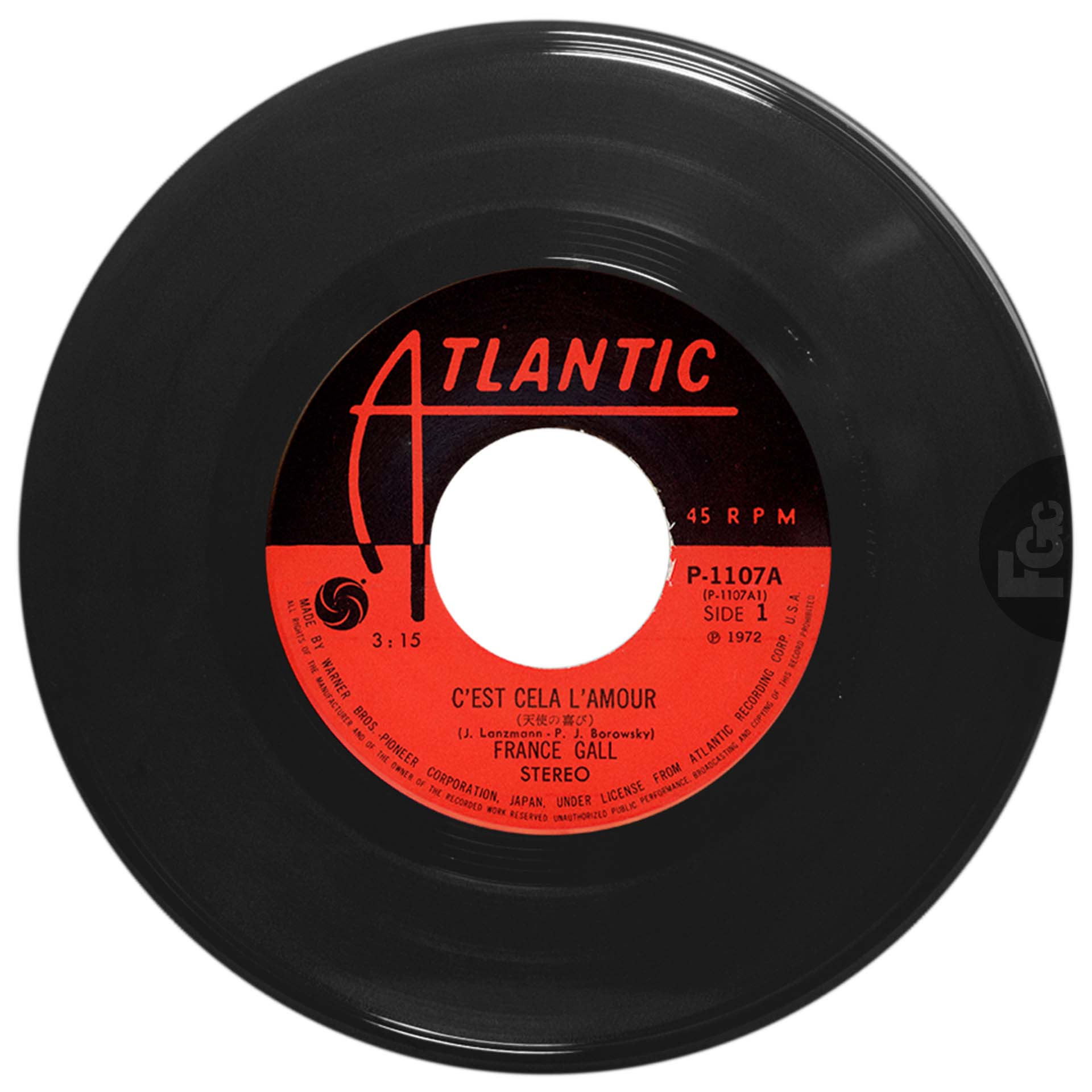 45 tours C'est cela l'amour France Gall Atlantic P-1107A Japon 1972