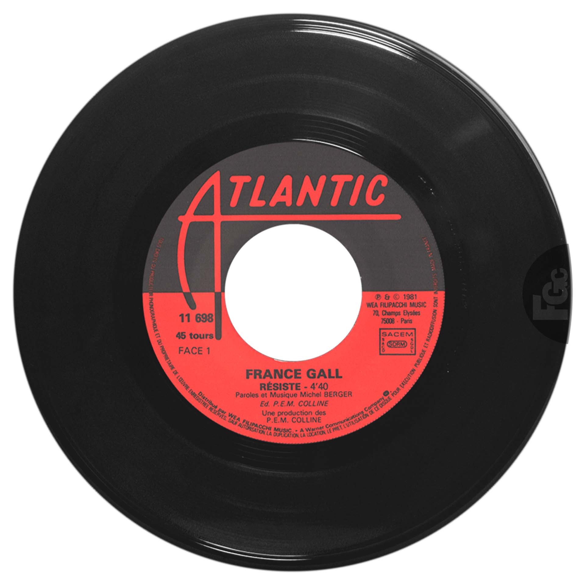 45 tours Résiste Tout pour la musique France Gall Atlantic 11.698 1981