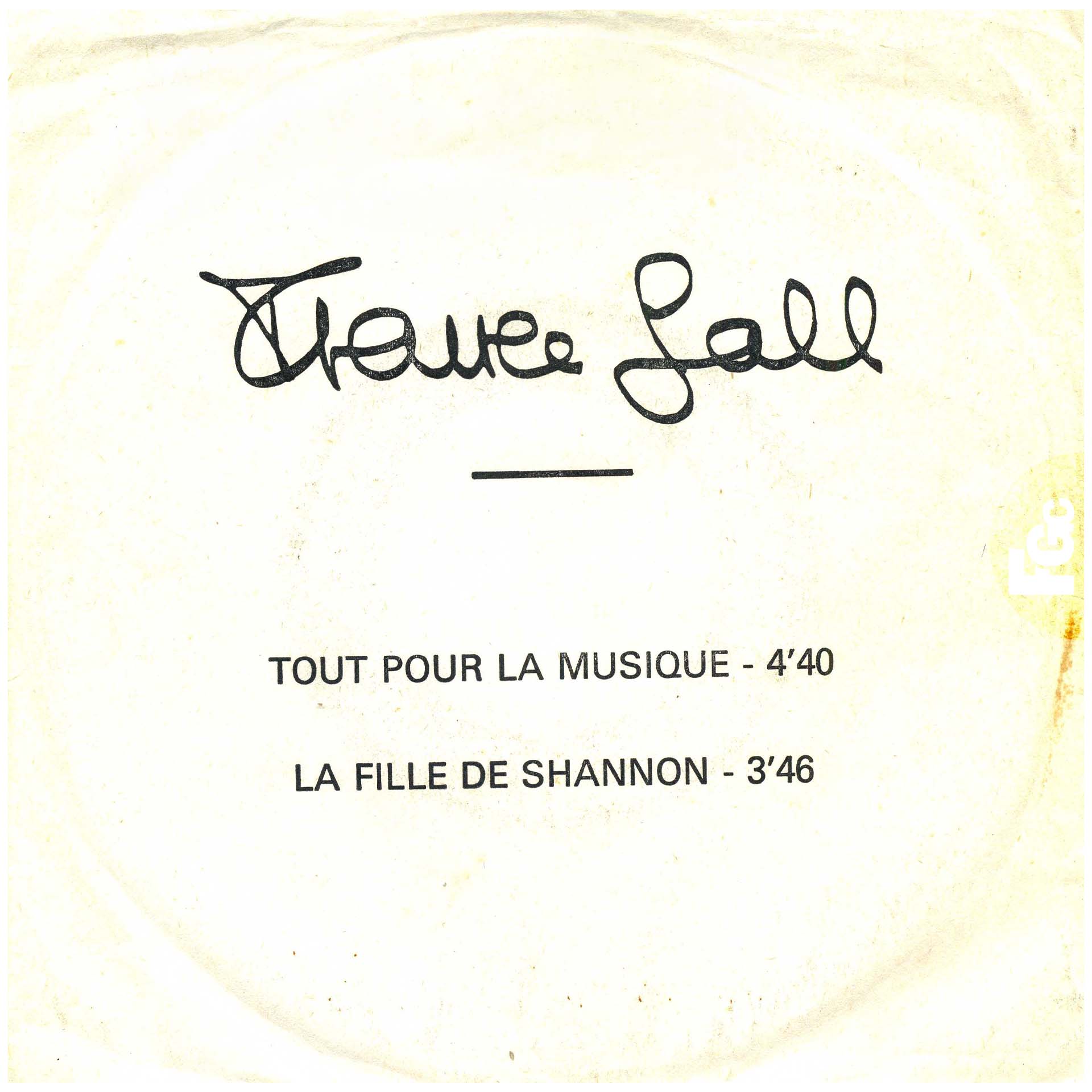 45 tours promo Tout pour la musique La fille de Shannon France Gall Atlantic 11698