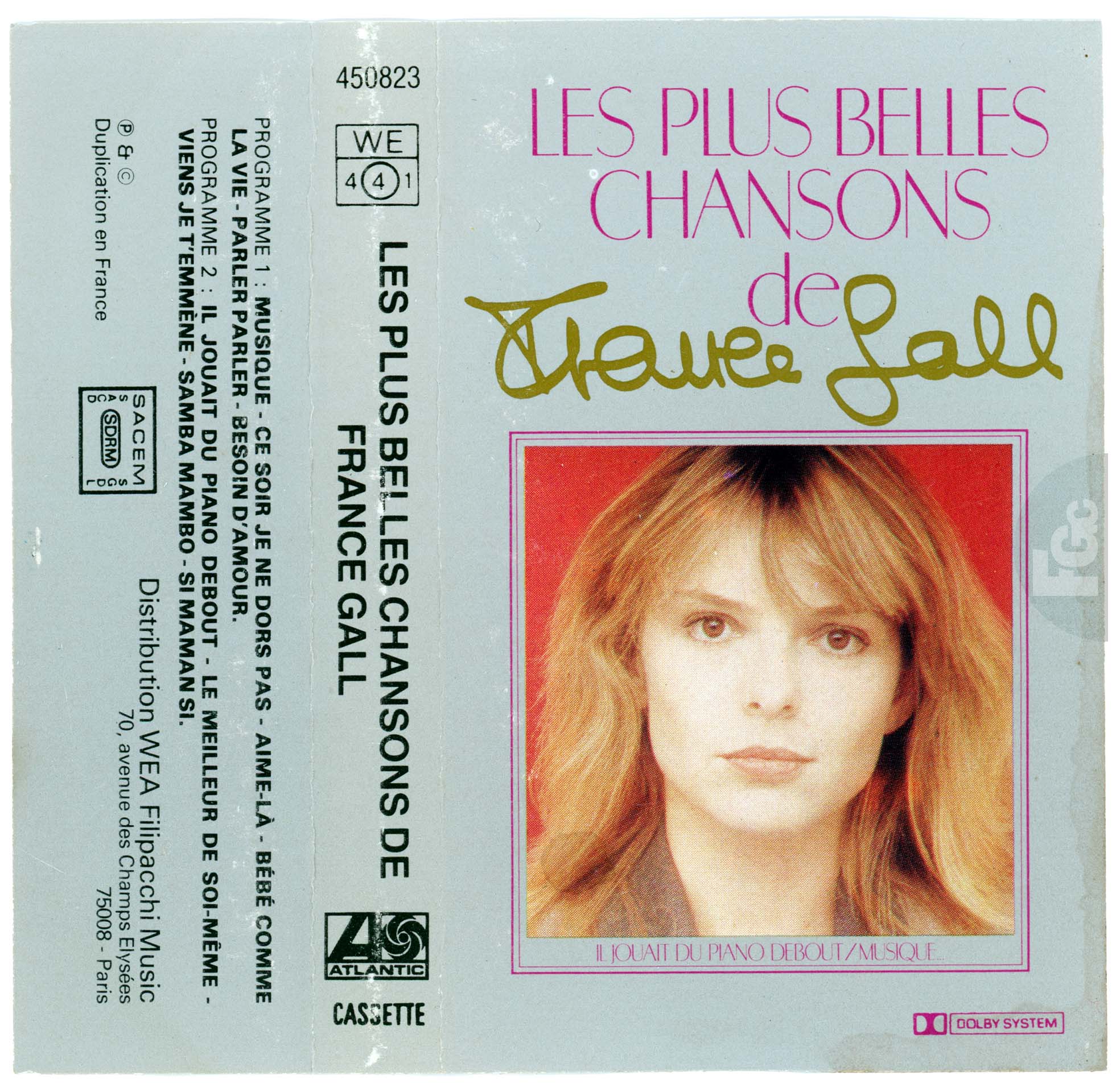 Cassette Les plus belles chansons France Gall WEA 450823 1982 édition blanche