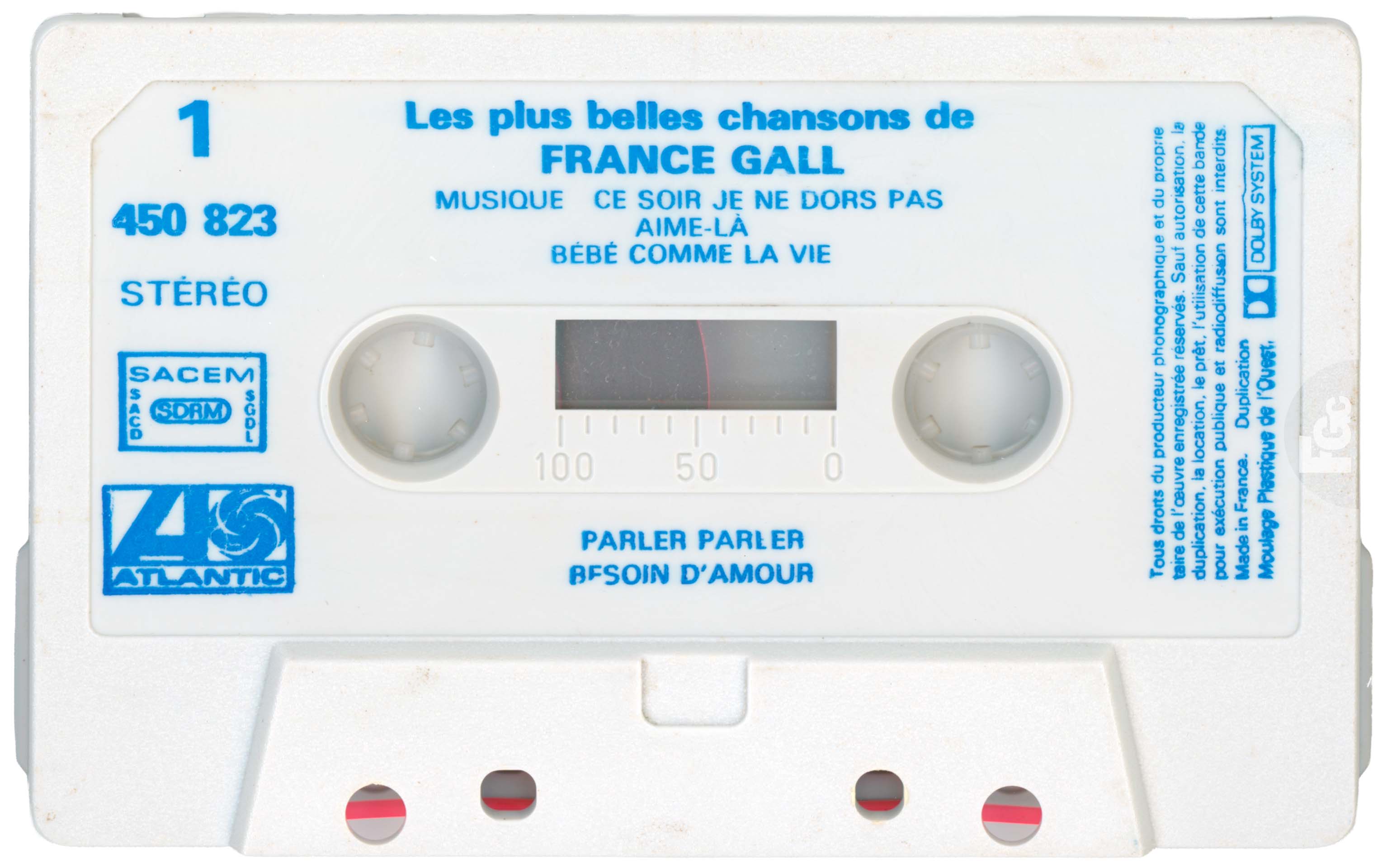 Cassette Les plus belles chansons France Gall WEA 450823 1982 édition blanche