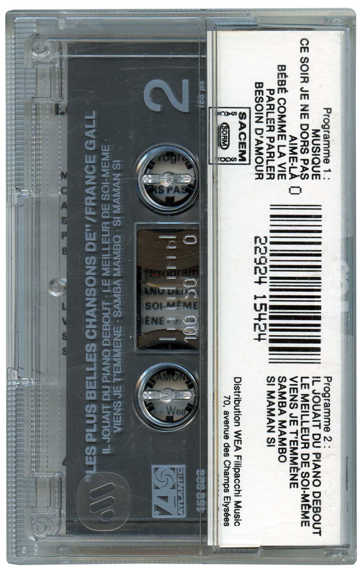 Cassette Les plus belles chansons France Gall WEA 450823 1982 édition noire transparente