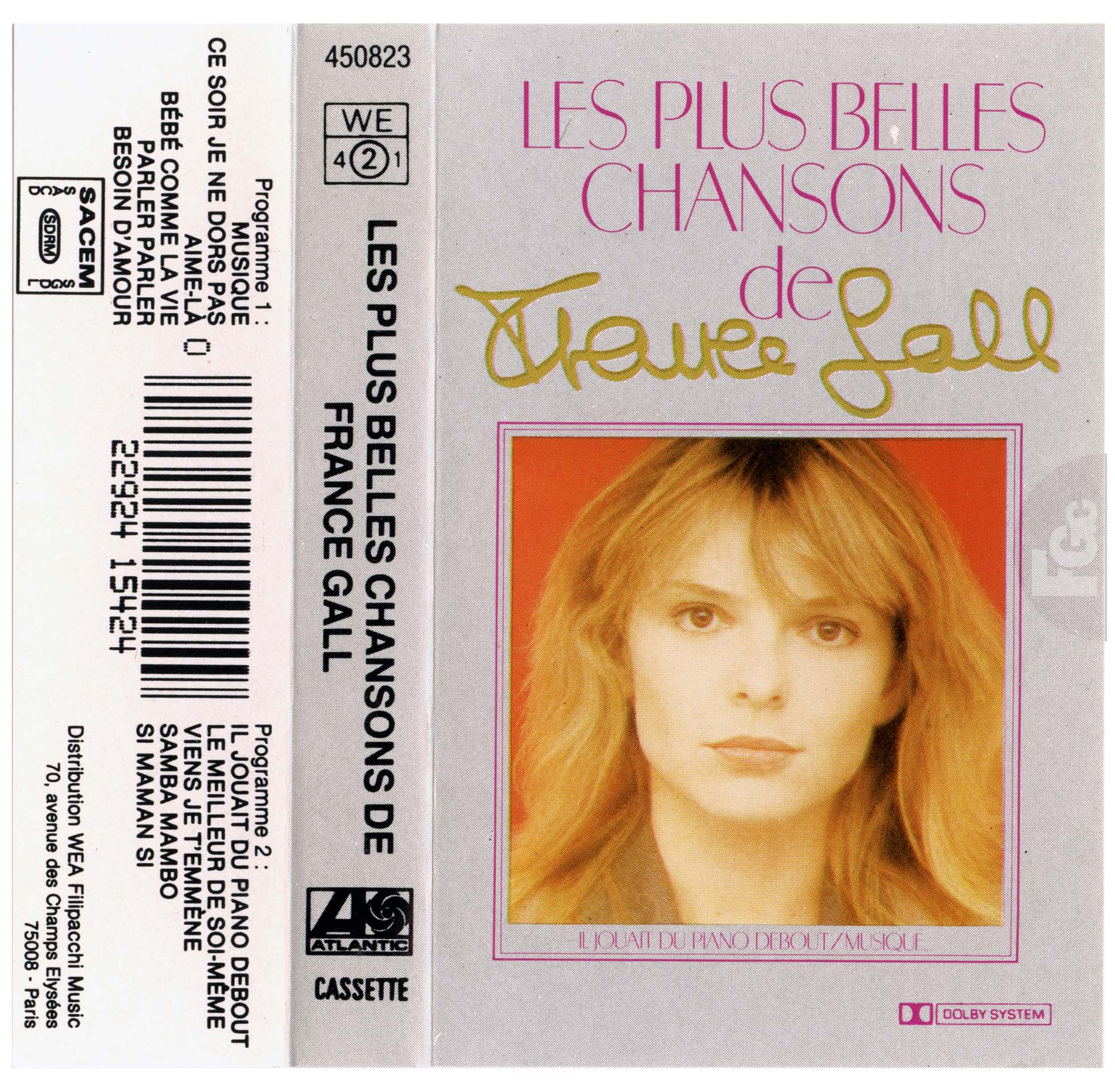 Cassette Les plus belles chansons France Gall WEA 450823 1982 édition noire transparente