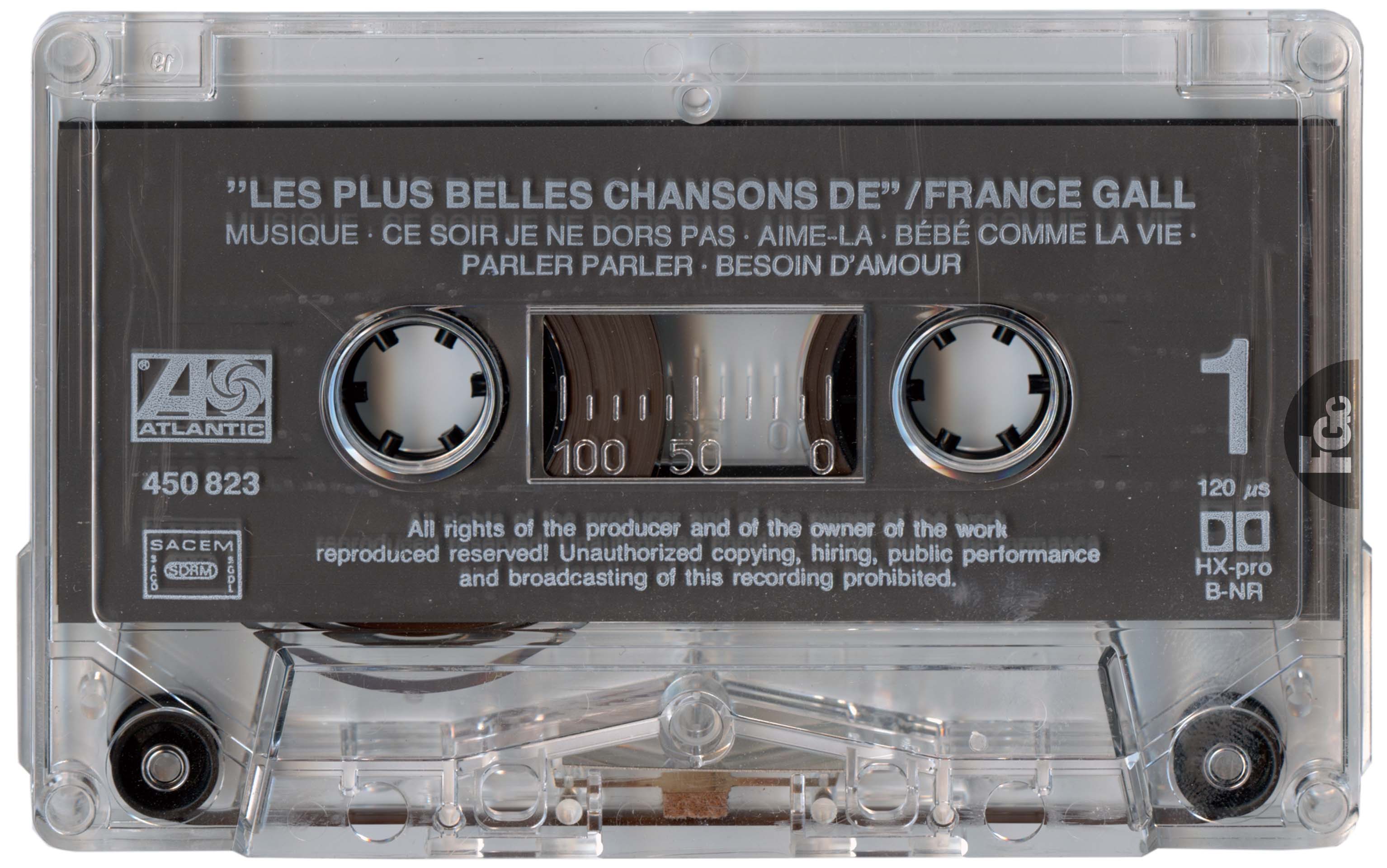 Cassette Les plus belles chansons France Gall WEA 450823 1982 édition noire transparente