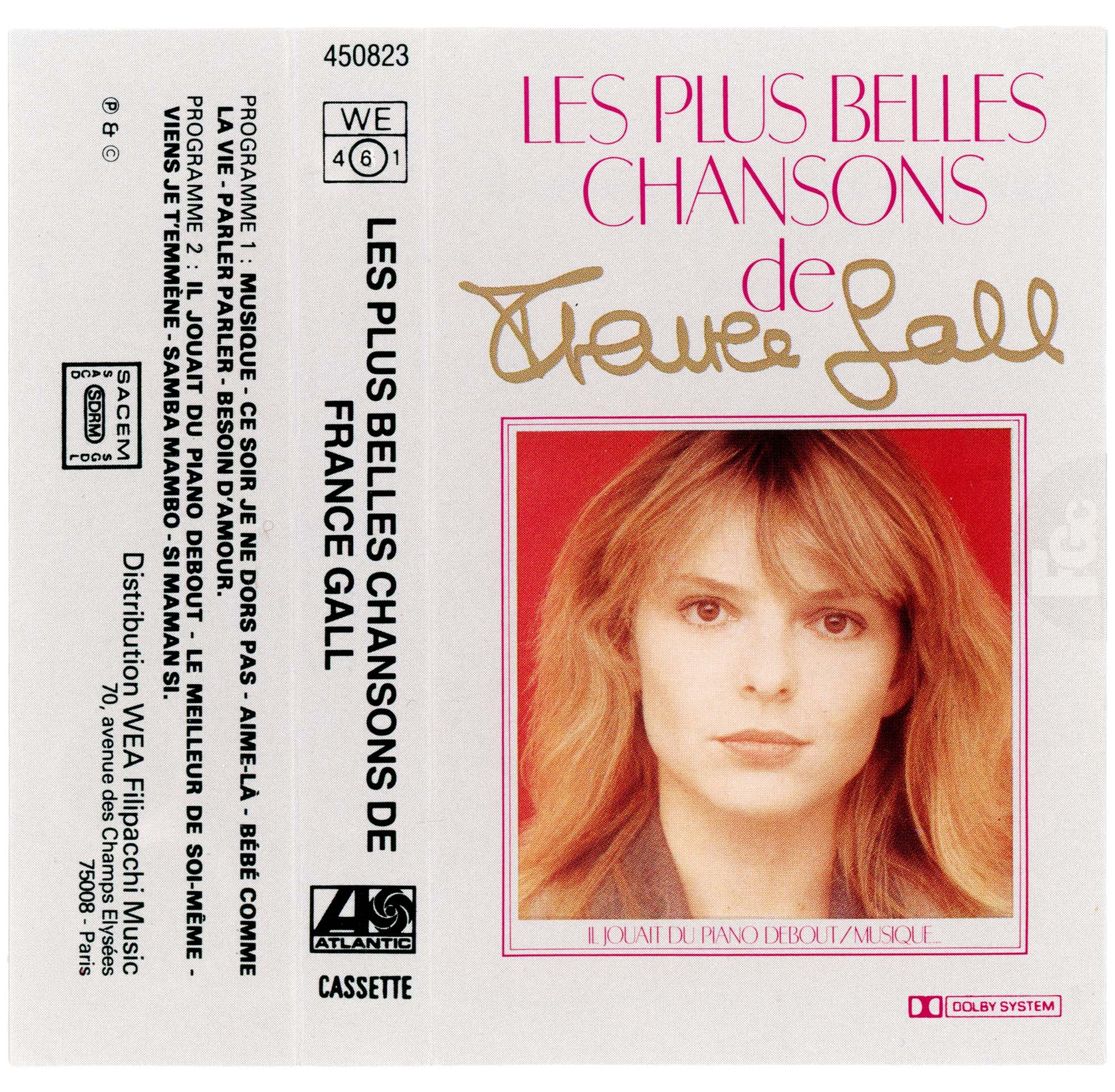 Cassette Les plus belles chansons France Gall WEA 450823 1982 édition noire transparente