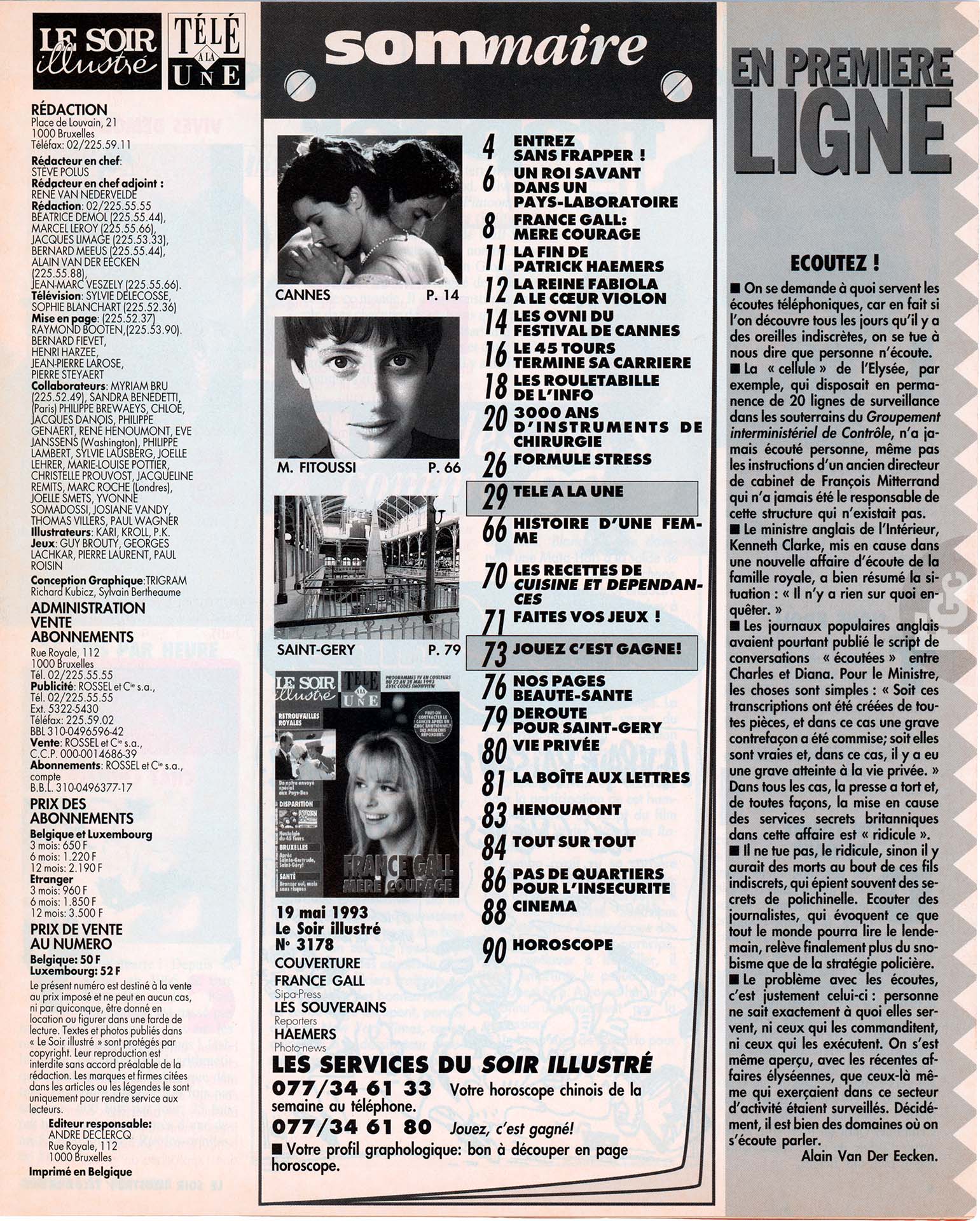 Article Le Soir Illustré 1993, France Gall mère courage
