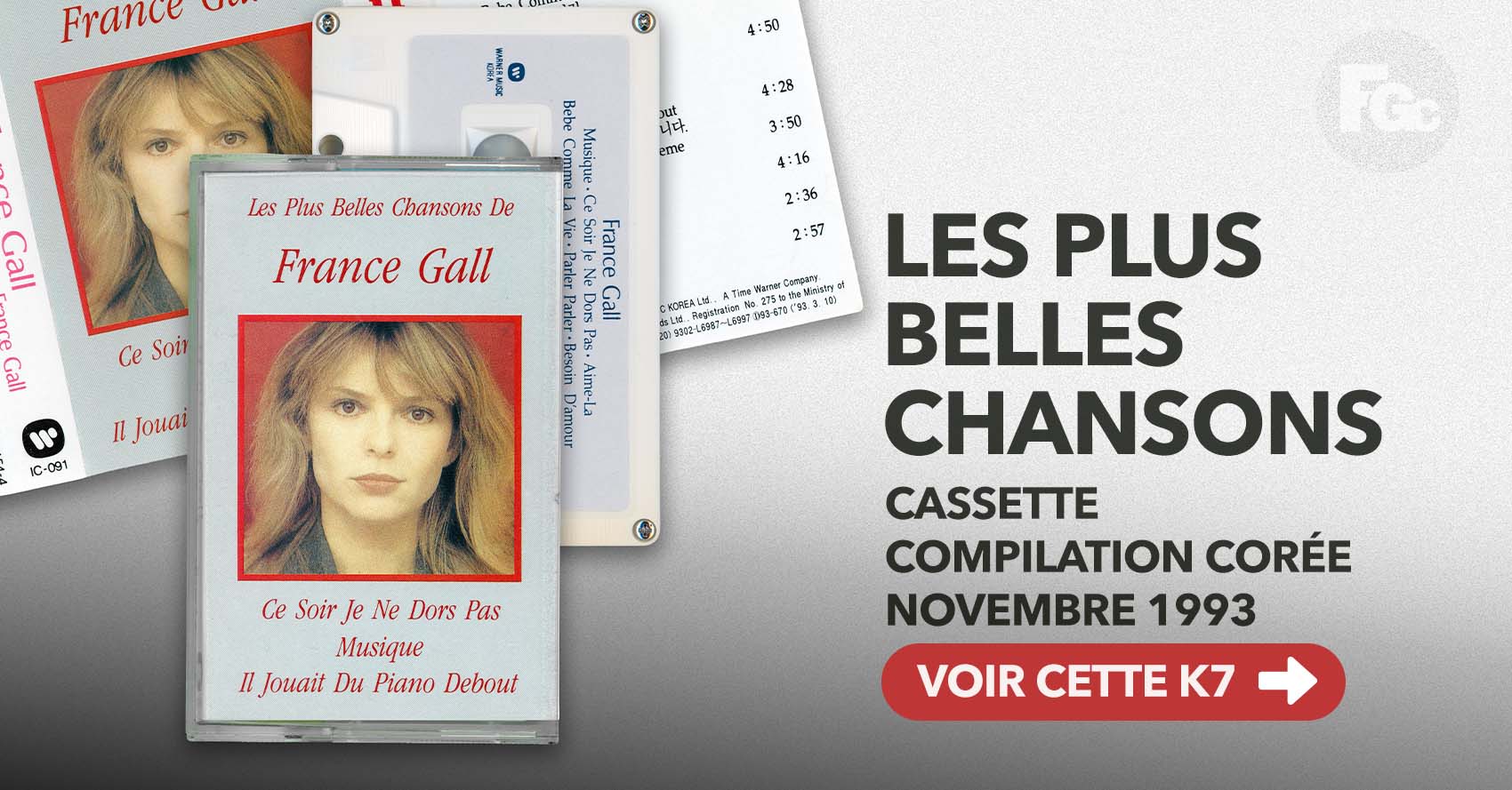 Cassette Les plus belles chansons France Gall WEA Corée 1993 Warner Music Korea