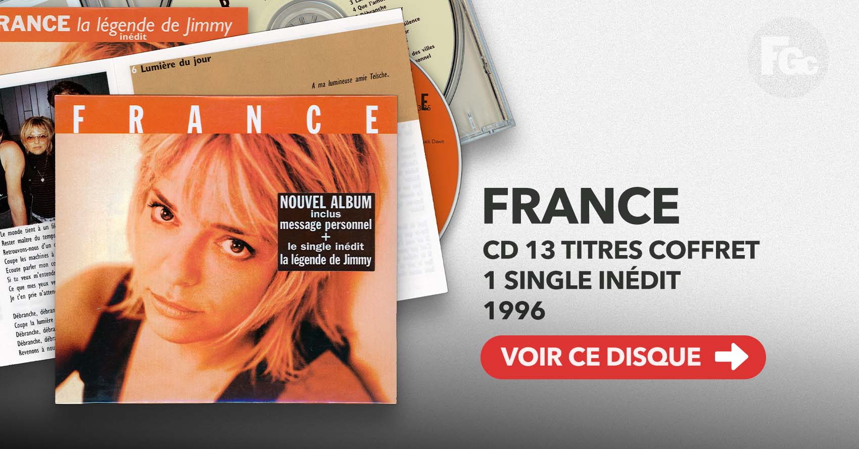 CD album France de France Gall Warner 0630 14008-2 1996 fourreau orange single inédit