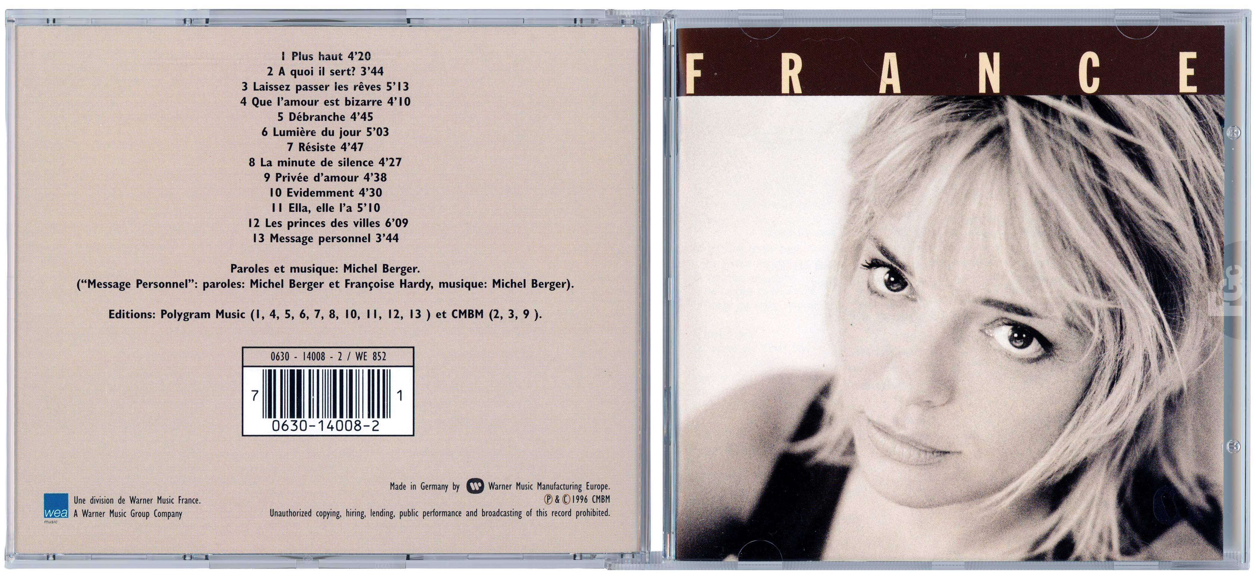 CD album France de France Gall Warner 0630 14008-2 1996 fourreau orange single inédit