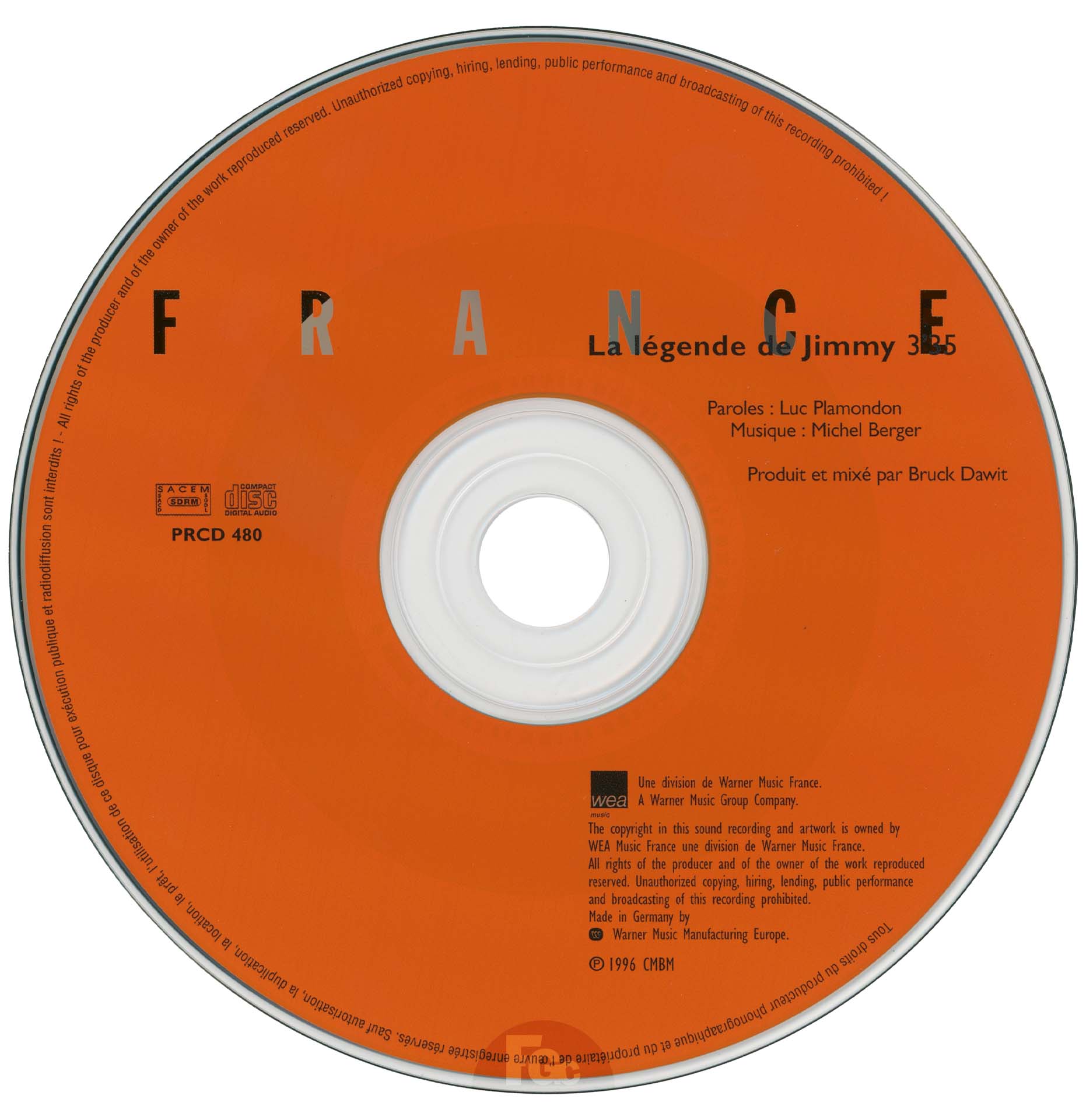 CD album France de France Gall Warner 0630 14008-2 1996 fourreau orange single inédit