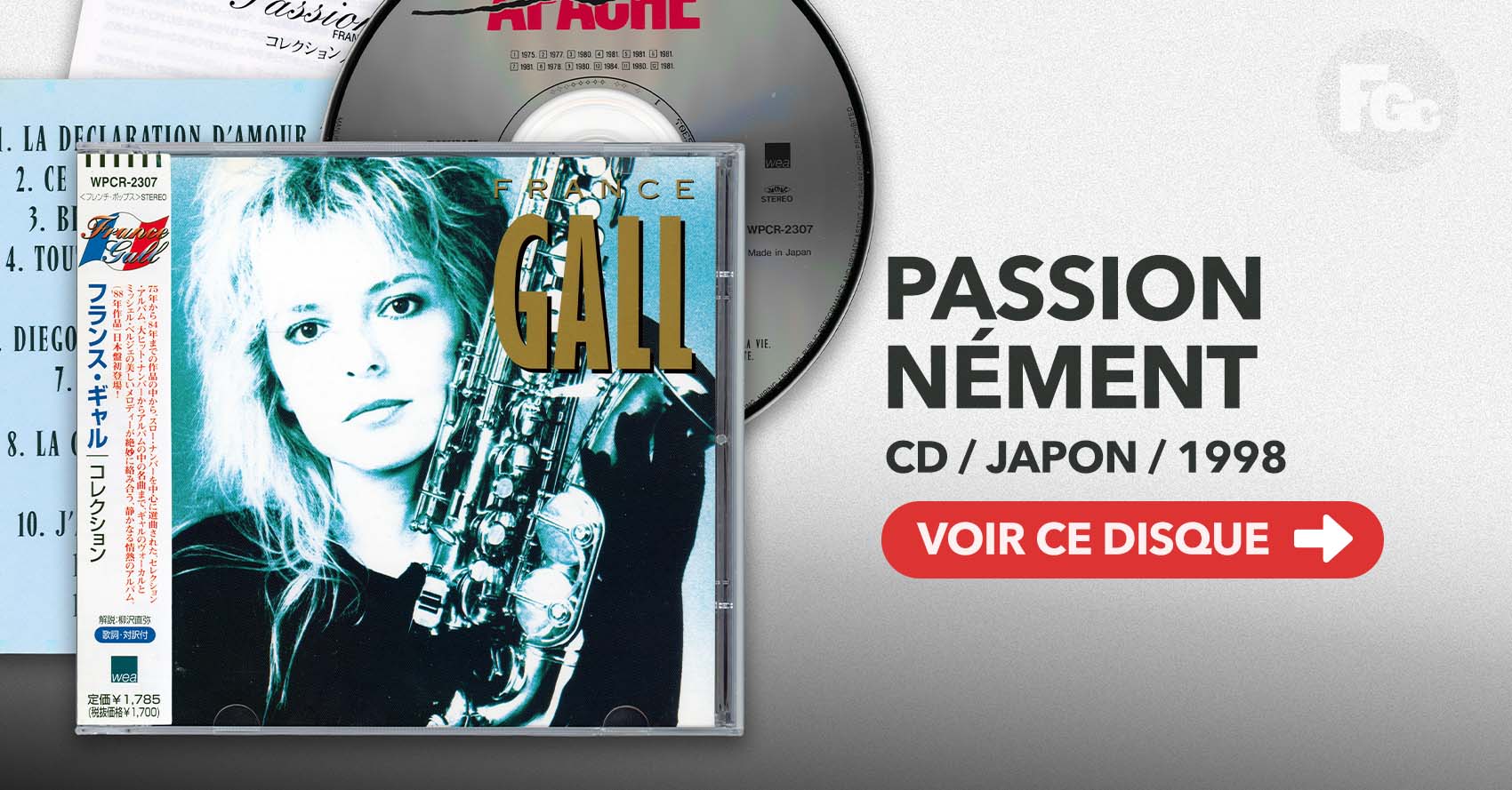 CD Passionnément France Gall WEA Apache WPCR 2307 Japon 1998 compilation