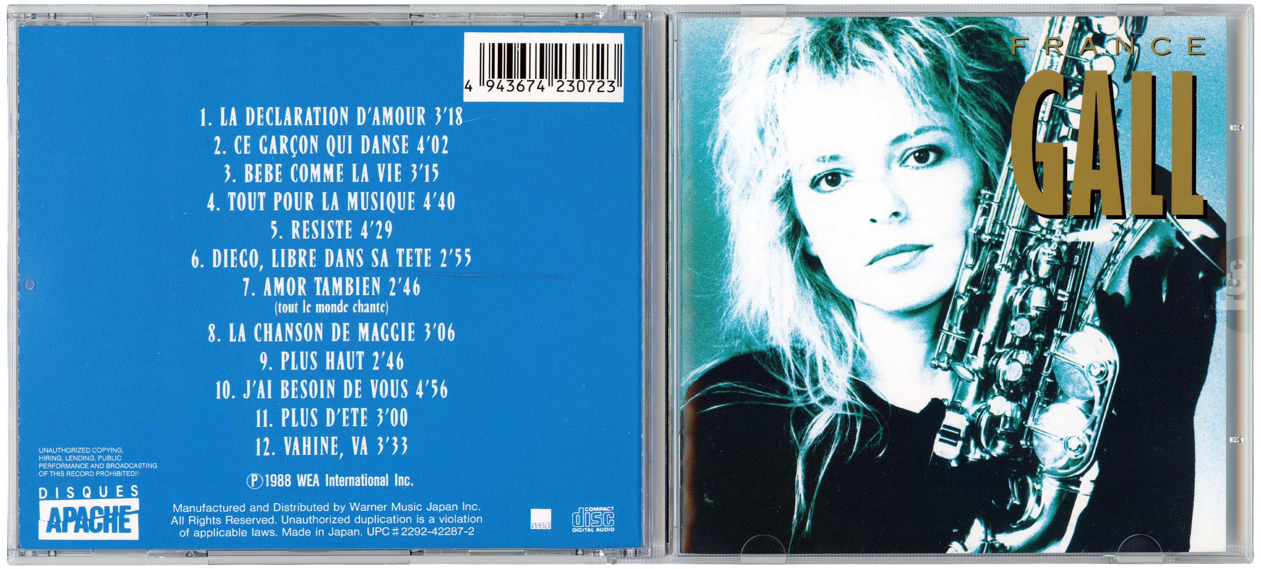CD Passionnément France Gall WEA Apache WPCR 2307 Japon 1998 compilation