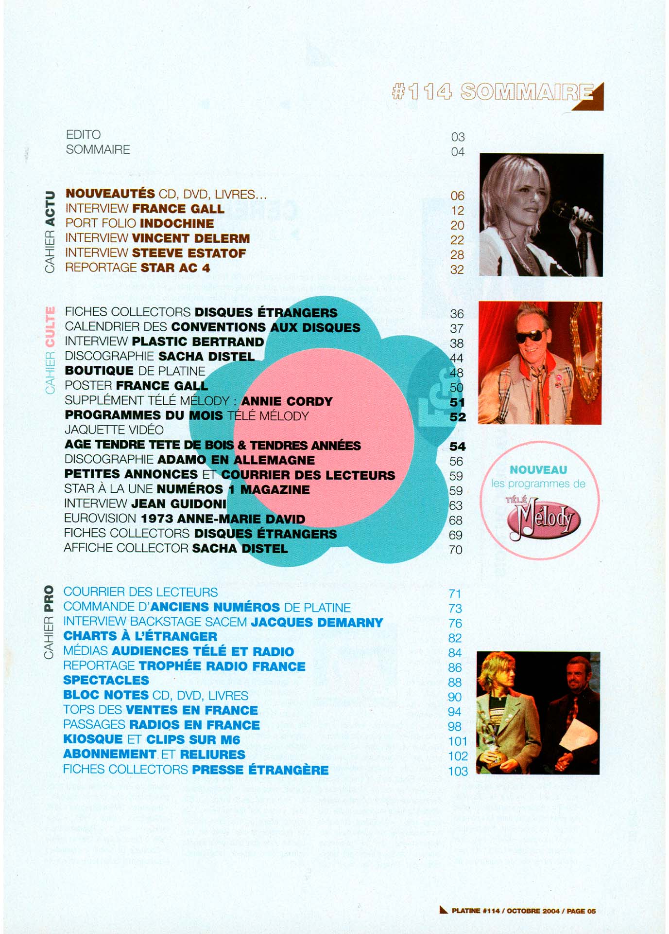 Interview France Gall Platine octobre 2004, Les tours de France