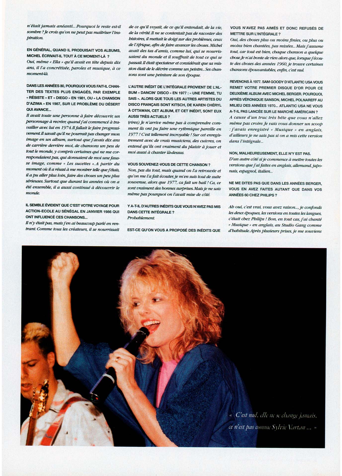 Interview France Gall Platine octobre 2004, Les tours de France