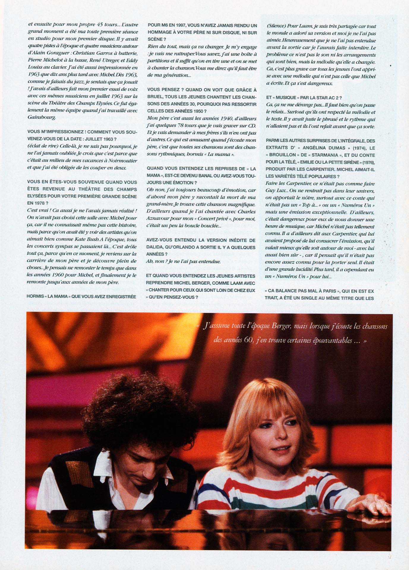 Interview France Gall Platine octobre 2004, Les tours de France
