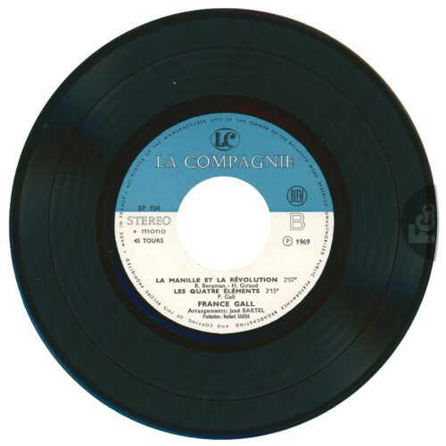France Gall, 45 tours Les années folles, La Compagnie EP 104, 1969, rondelle bleue et blanche