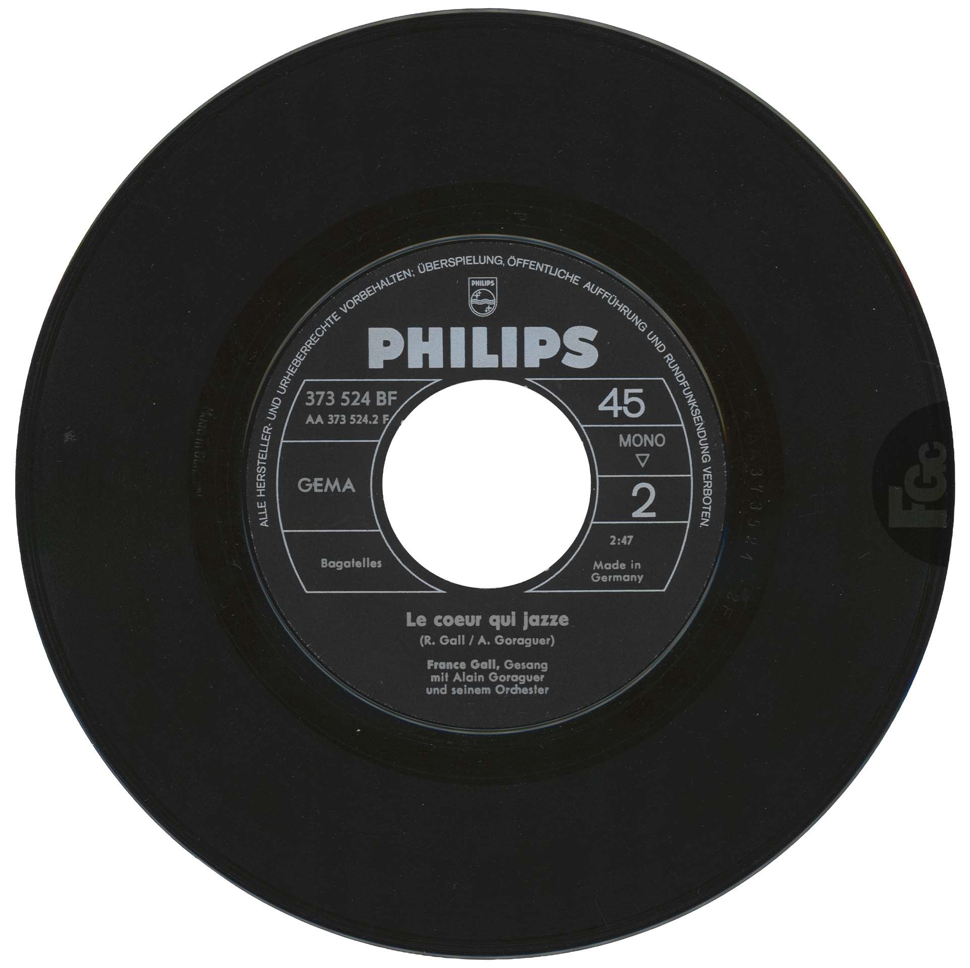 Le 45 tours allemand de Poupée de cire poupée de son de France Gall, Philips 1965
