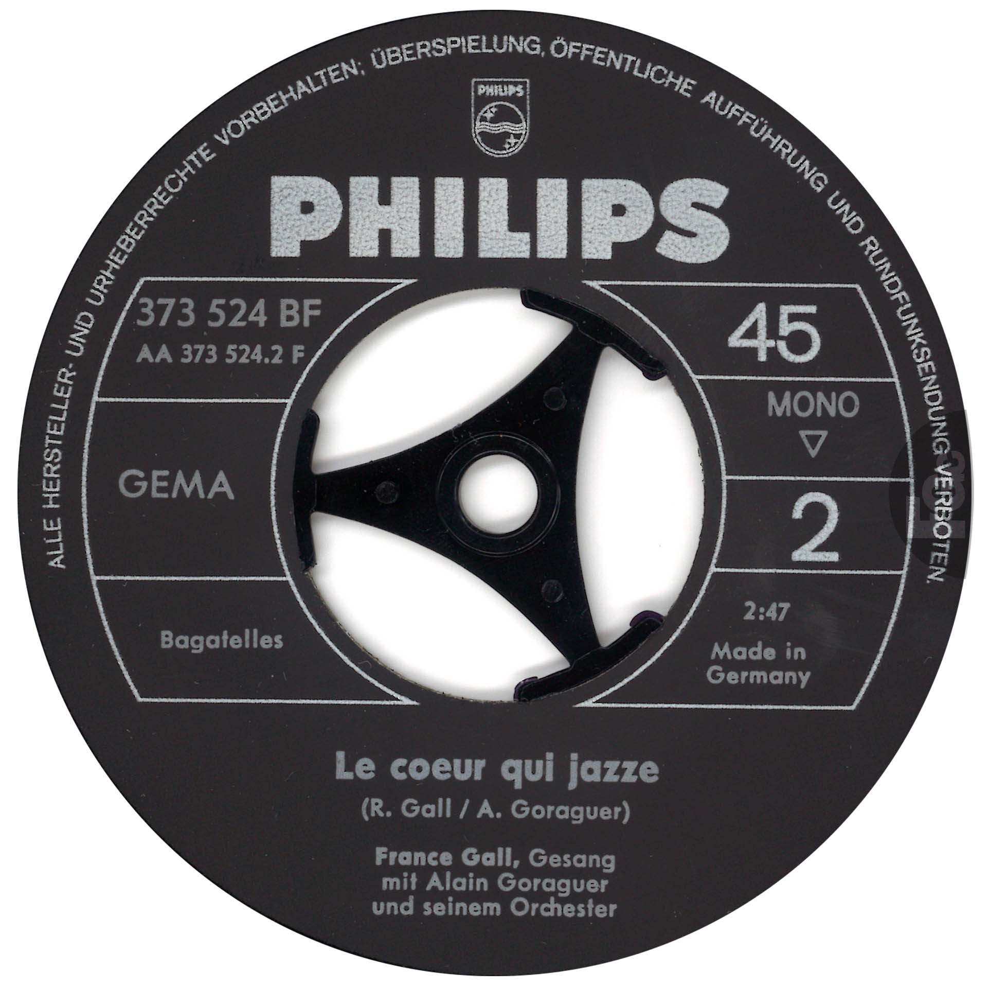 Le 45 tours allemand de Poupée de cire poupée de son de France Gall, Philips 1965